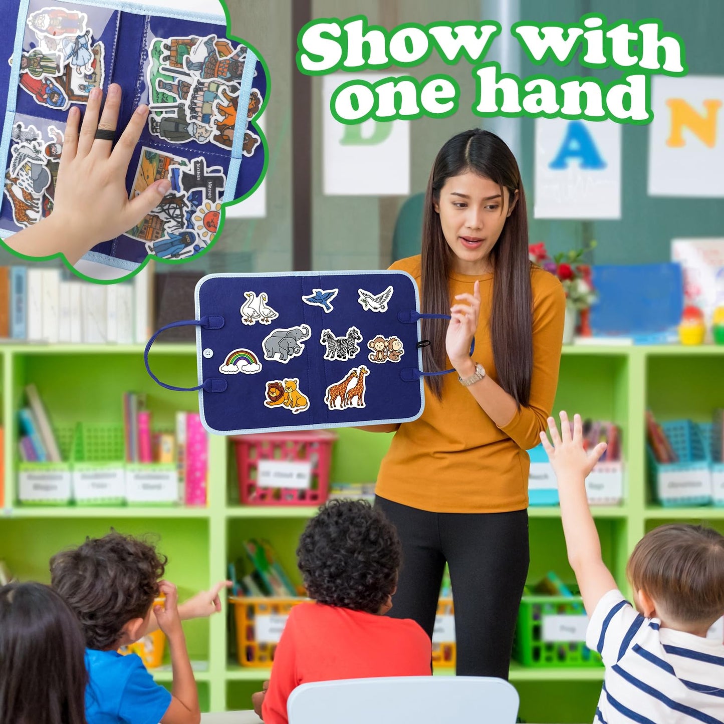 Aizweb Felt Board Bible Stories Set, Flannel Board Stories for Preschool Learning Activities,Bible Toys for Kids, Noah's Ark, David and Goliath, Jonah and The Whale, Jesus Nativity Set,Christian Toys