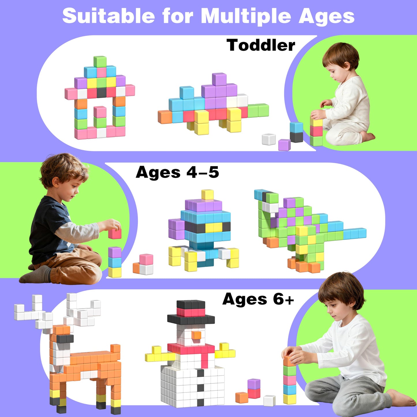 Apluses Magnetic Blocks, Magnet Building Cubes for Toddlers, Classroom Must Haves STEM Educational Toys for Kids, Autism Sensory Montessori Magnet Toys for 3 4 5 6 7 8 Year Old, Gift for Boys Girls