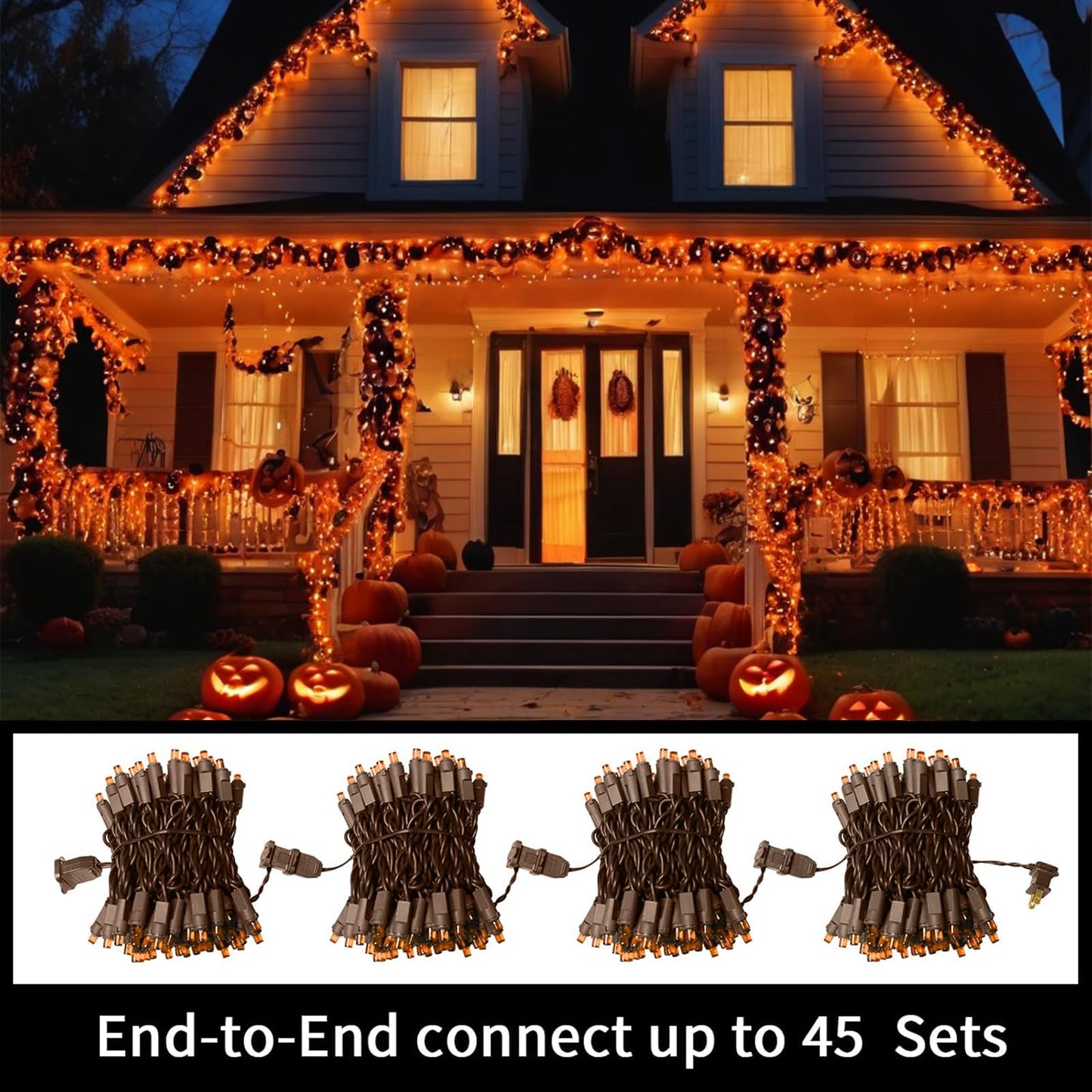 LAMPHOME Orange LED String Lights - 21.6FT, 100 Count, Mini Indoor/Outdoor Holiday Decorations, Model YHL100A/2S