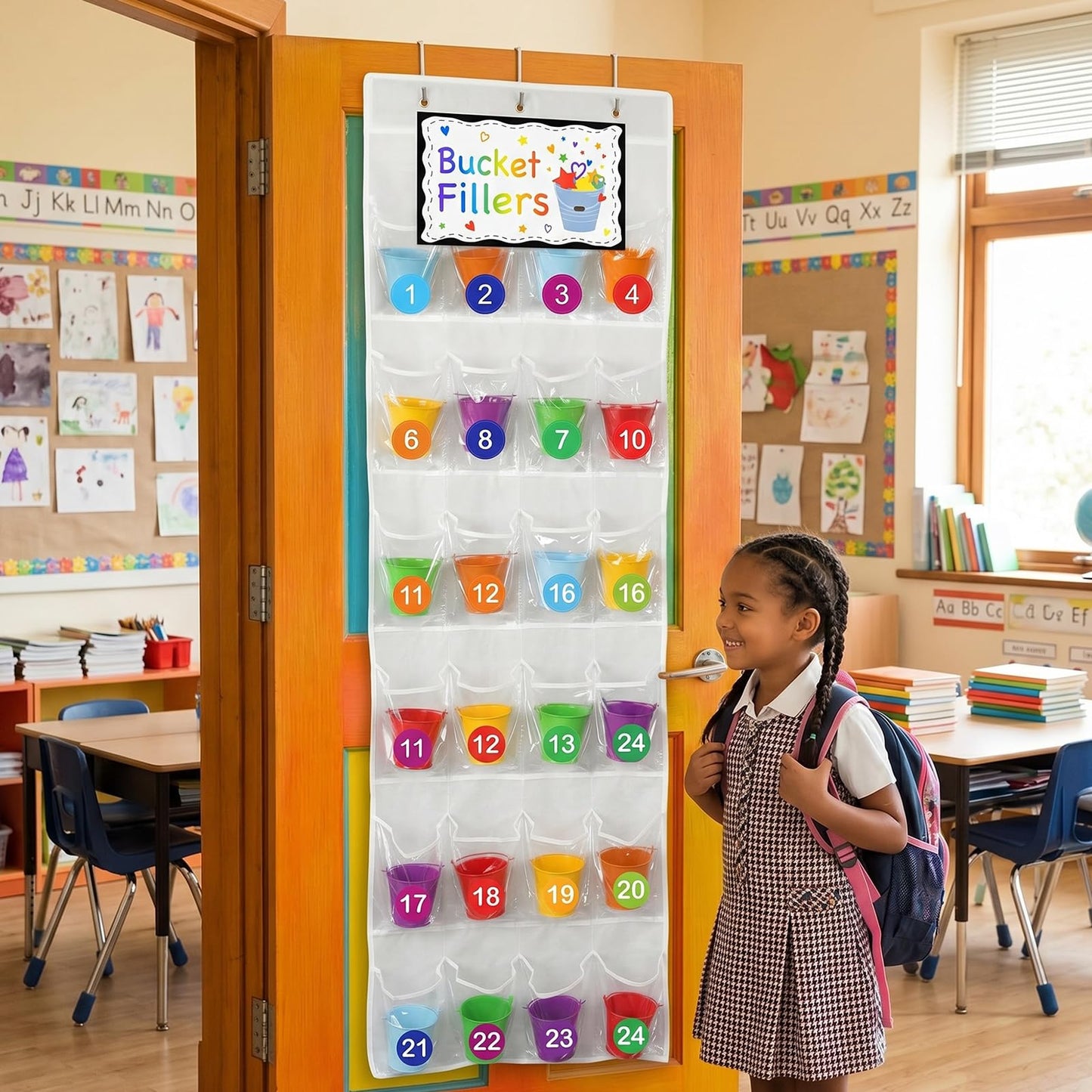 Yoojahow 24 Set Back to School Classroom Management Tools Mini Reward Bucket Filler Activities Have You Filled a Bucket Today Positive Behavior Reward for Teacher Preschool Classroom(Classic)