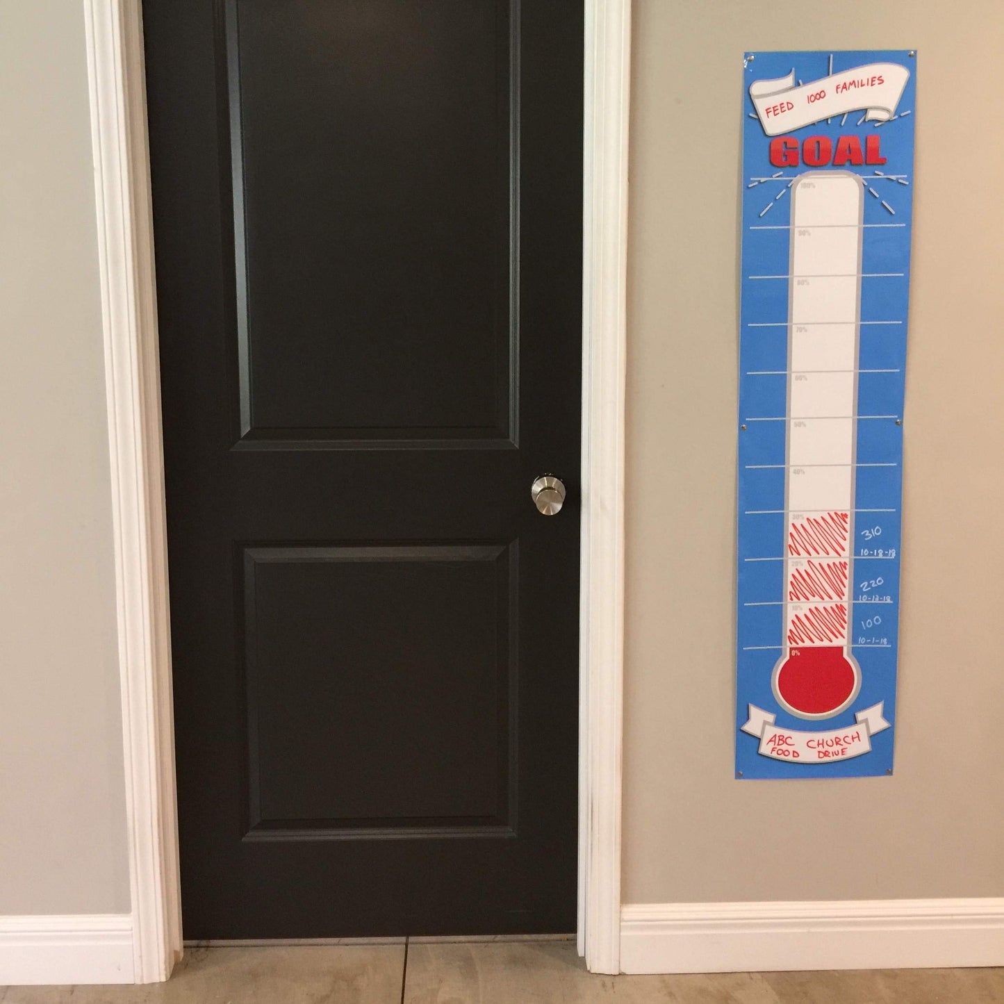 Dry Erase Goal Setting Fundraising Thermometer Chart Blue Goal Chart Temperature Poster for Office Classroom or Kids