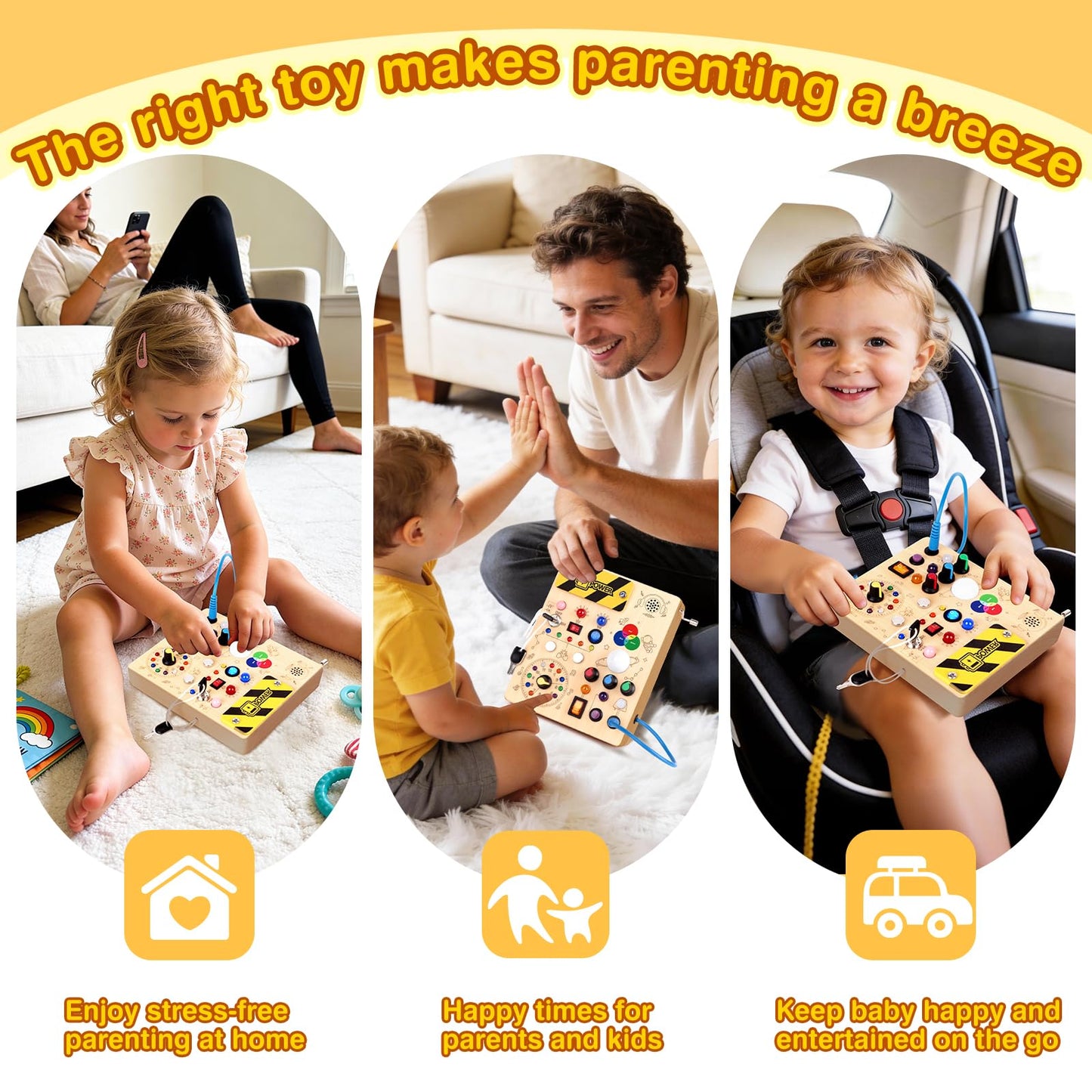 Grarain Busy Board for Toddlers - Montessori Educational Toy for 1-3 Year Old Boys & Girls | Travel-Friendly Sensory Learning Activity | Ideal for Kids with Autism(Busy Board v5)