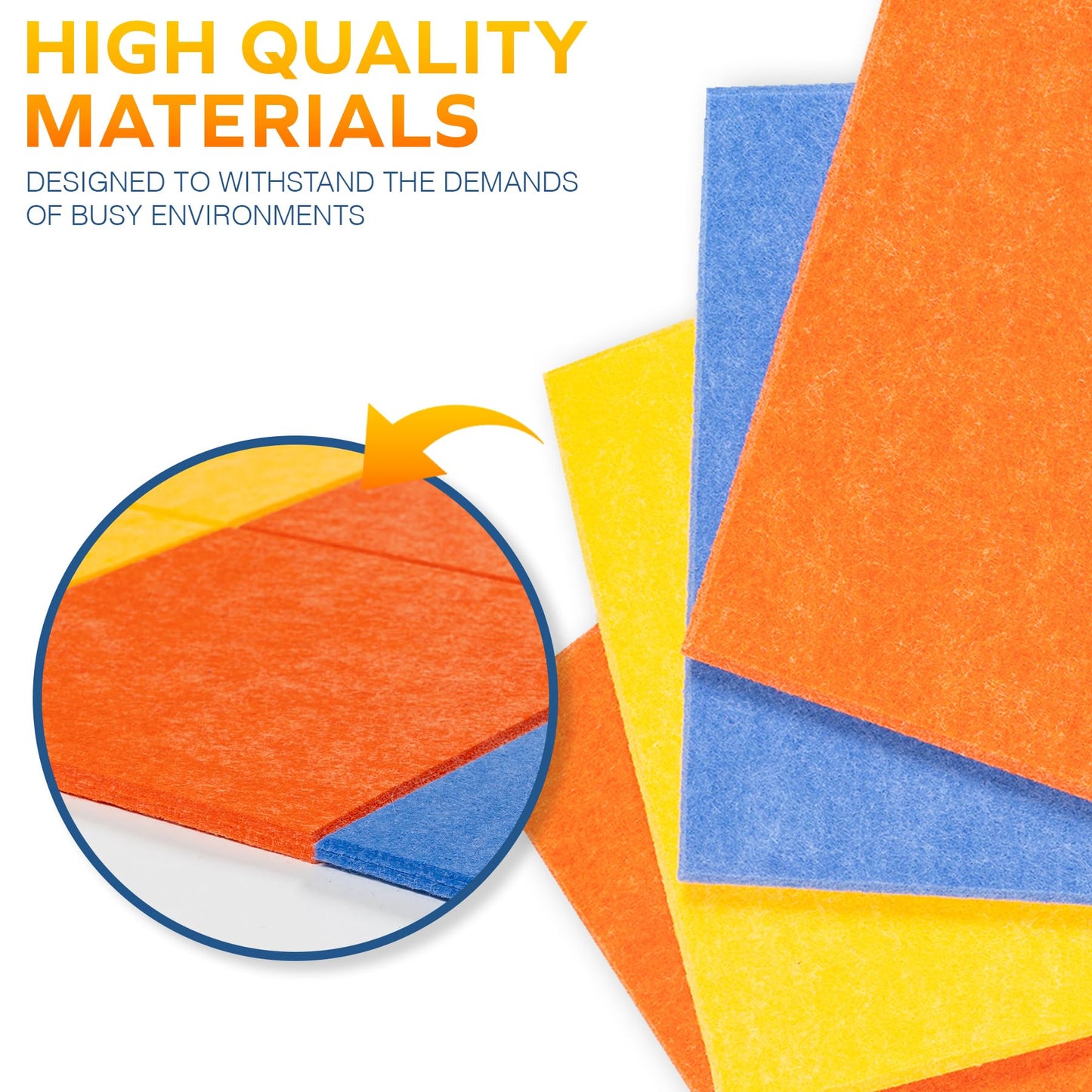 Bulletin Board 40x30in, 12 Count 9.8 x 9.8in Felt Wall Tiles with Removable Adhesive Tape, Cork Board Alternative for Walls, Wall Decor, Kids Art Display, Kids Room (Primary Collection)