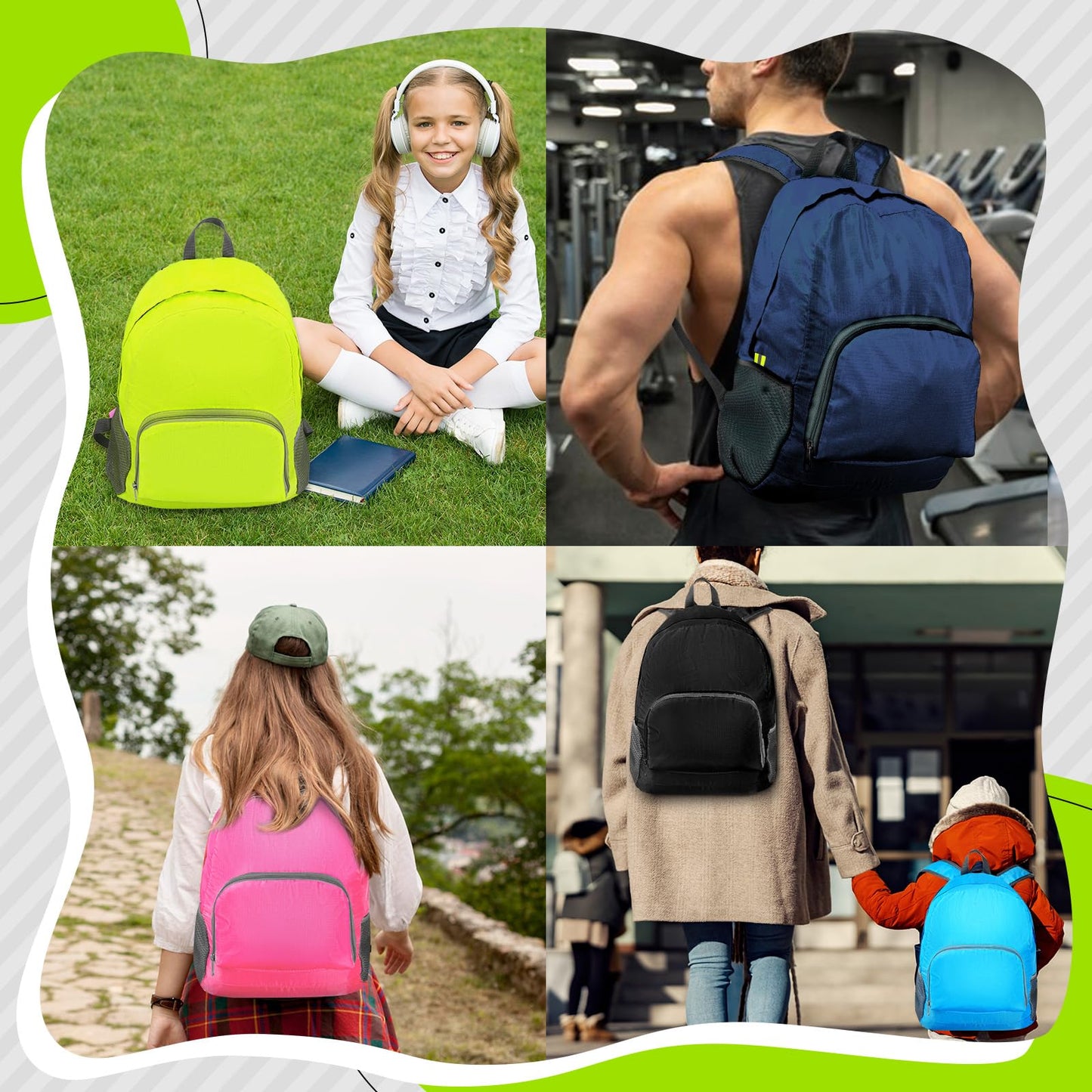 ABULKSALE 48 Pcs 17 Inch Foldable Backpacks in Bulk Classic Back Packs Colorful Book Bags Lightweight Basic Bookbags Wholesale for Homeless Student School Supply Outdoor Travel