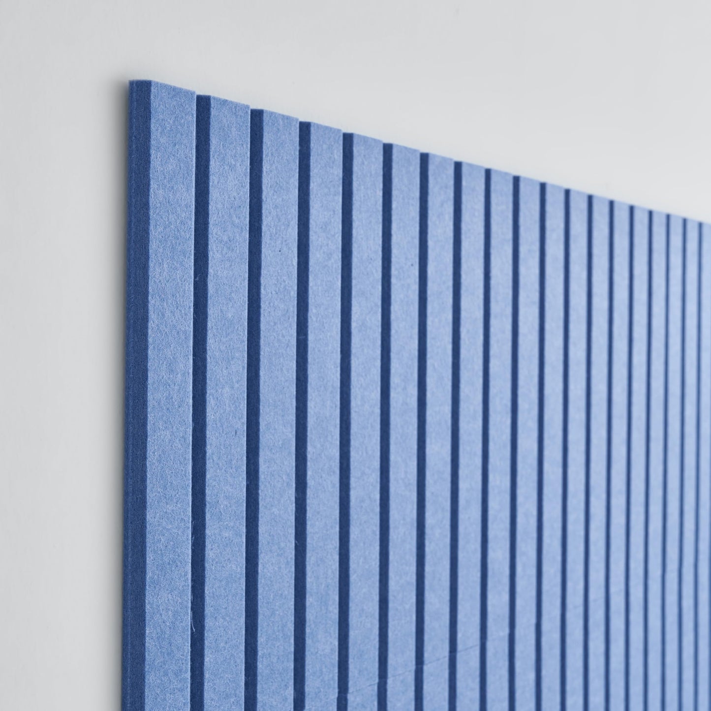 VIVELDA Felt Bulletin Board Tiles 48"x36" -12-Pack Cork Board Alternative, OEKO-TEX Certified, NRC 0.95 Acoustic Wall Panels, Damage-Free Adhesive, Slatted Design, Home Office, Classroom (Pastel Blue)