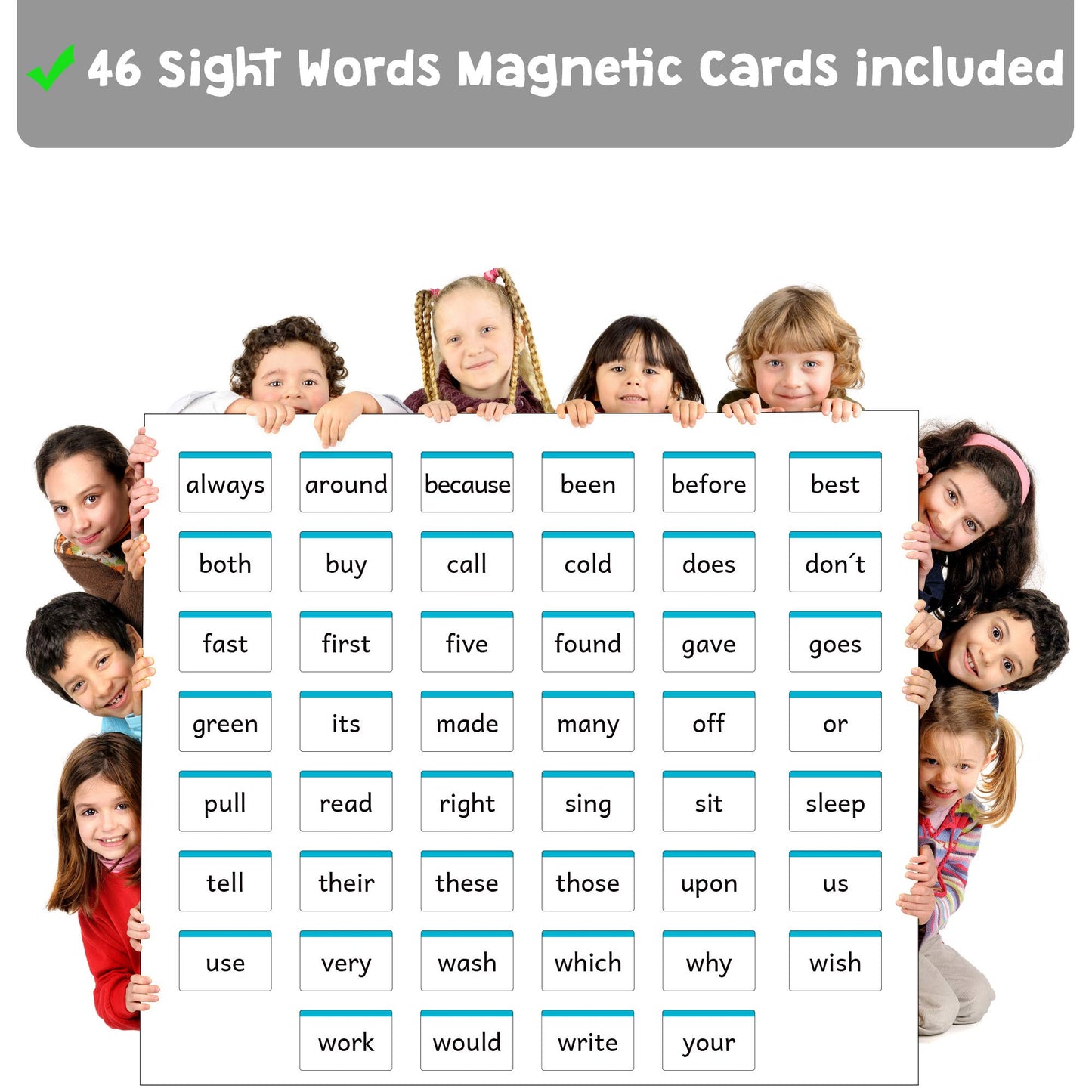 Attractivia 2nd Grade Sight Words Magnetic Flash Cards(Second Grade) - 46 Sturdy Large Dolch Cards for Literacy of Beginning Readers, Homeschool, Teachers and ESL