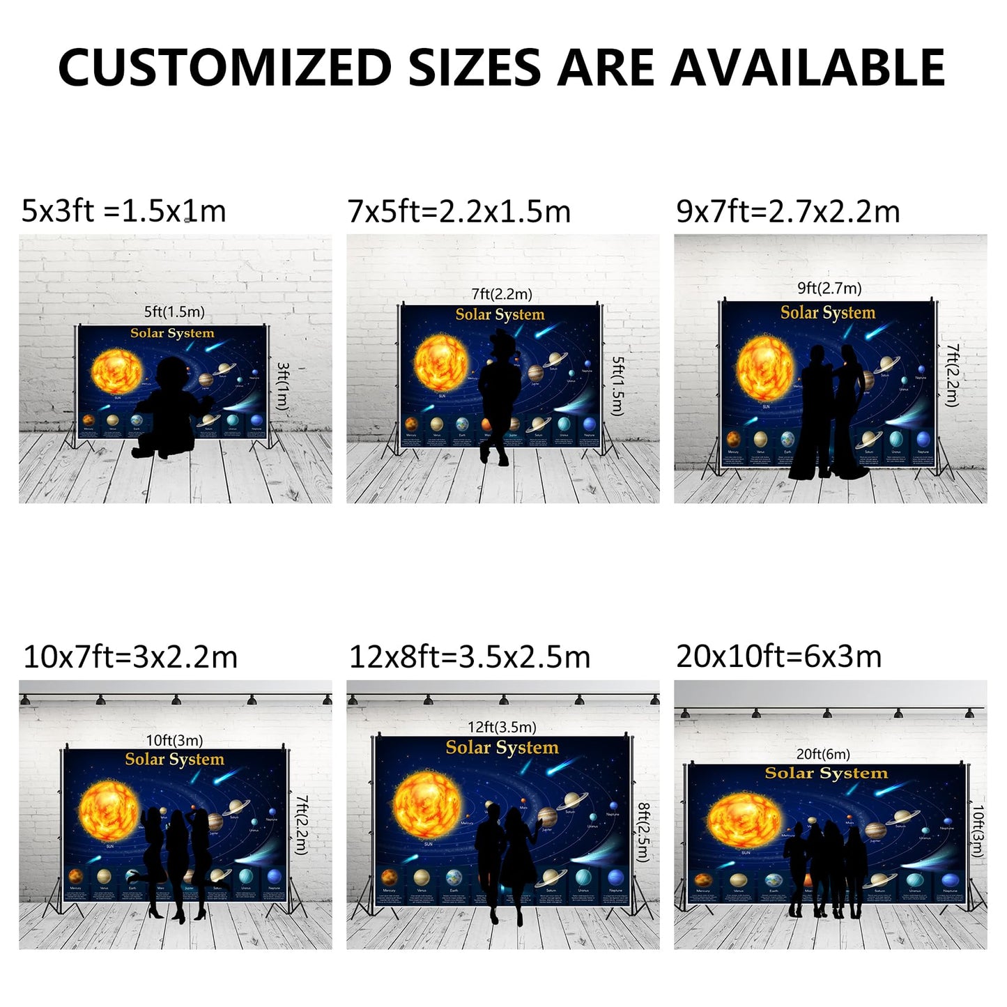 Renaiss 7x5ft Solar System Backdrop Planets Educational Lecture Backdrop Science Outer Space Unit Poster for Students Classroom Galaxy Chart Banner School Bulletin Board Supplies Kids Bedroom Decor