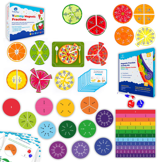 Simply magic 166 PCS Magnetic Fractions Activities Class Set & 112 PCS Yummy Magnetic Fractions for Math