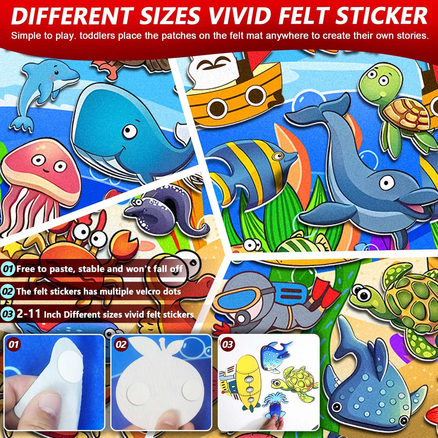SKOLESK Felt Story Board Set Flannel Board 75 Pcs Preschool Learning Ocean Themed Toy Interactive Storytelling Teaching Play Activity Kits for Toddlers Kids