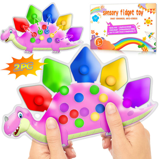 UIIOPJIOM 2PC Pink Dinosaur Color Sorting Sensory Toys for Toddler Girl, Montessori Toy Game Learning Activities Quiet Calm Down Fidgets for Classroom Gifts for 3 4 5 Year Old Easter Basket Stuffer