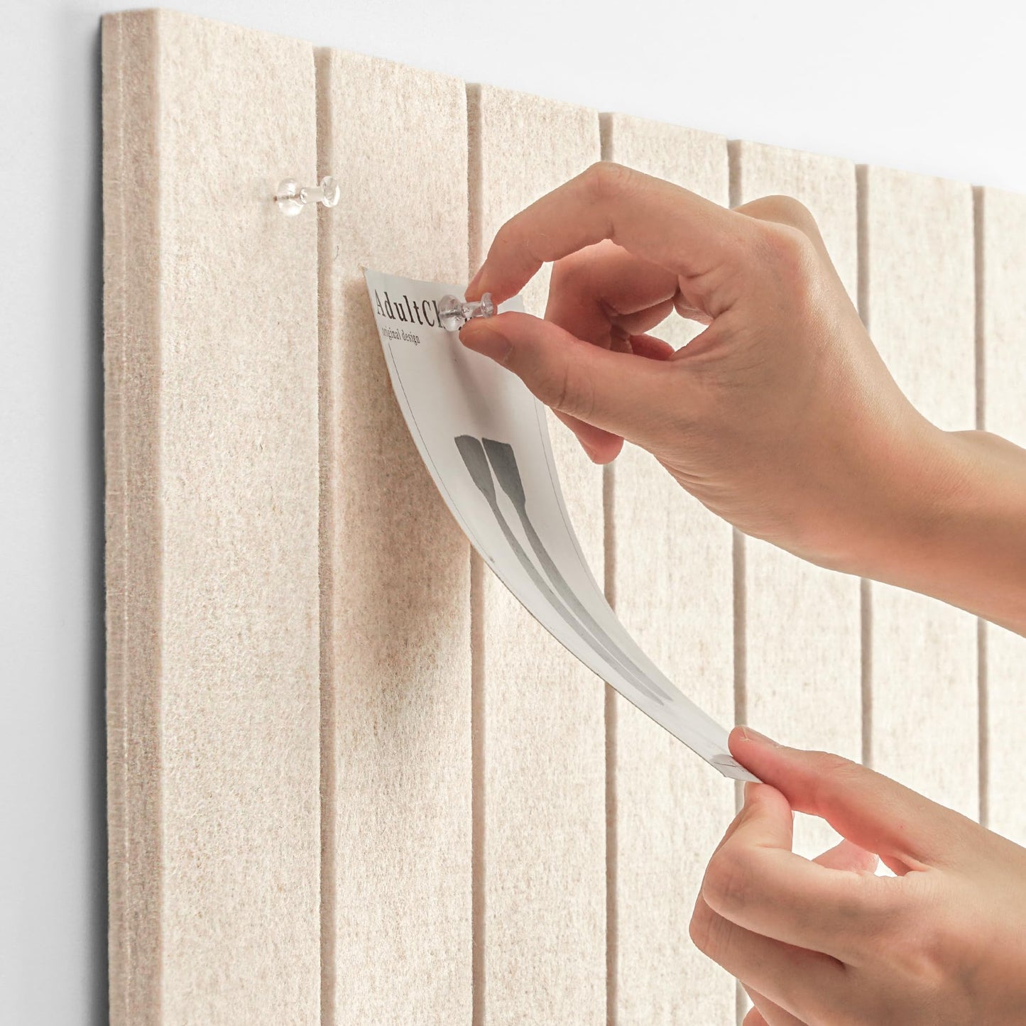 Lightomorrow Bulletin Board, 24 x 18 inches Cork Board Alternative for Wall, Felt Board Decorative Pin Board with 20 Pushpins - Oatmeal Stripes