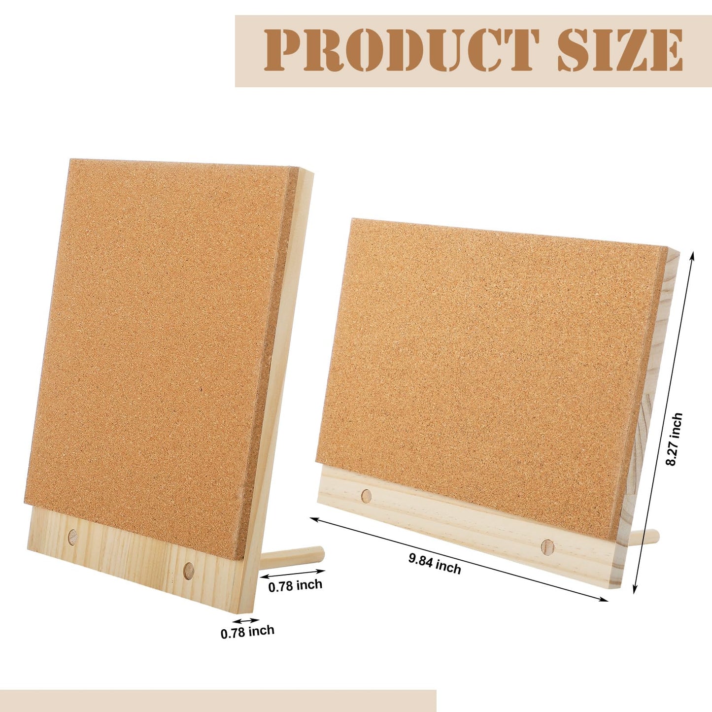 Fiwochic 2 Pcs Desktop Cork Board 9.8'' x 8.3'' Wood Frame Bulletin Board with 12 Push Pins Display Message Memo Picture Boards for Home Office School Wall Decor