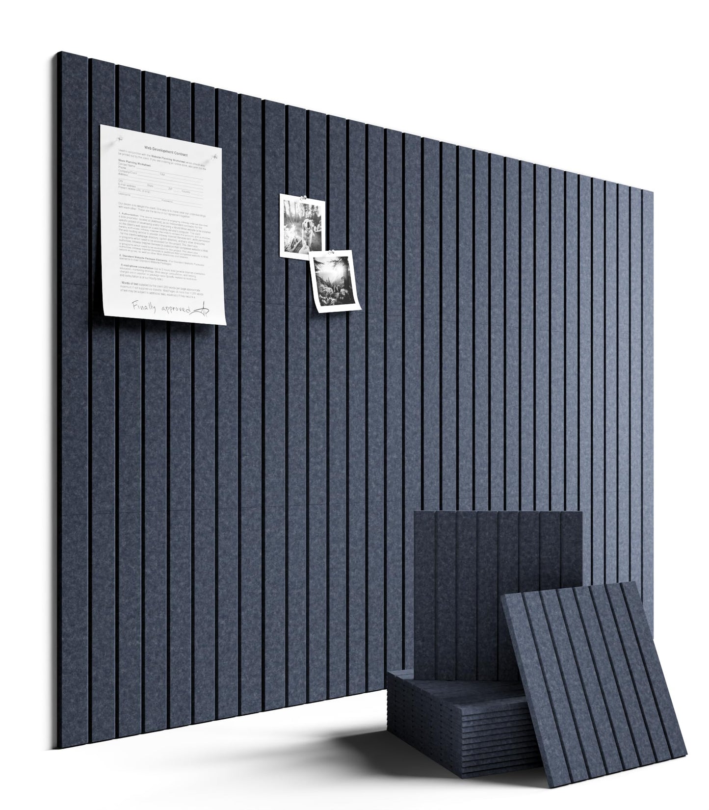 Fluxynara Large Felt Bulletin Board 48" X 36" Cork Board Alternative-12 Pack with 70 Safe Removable Adhesive Tabs, Cork Boards for Walls Cork Board for Home Office Classroom Pin Board -Navy Blue