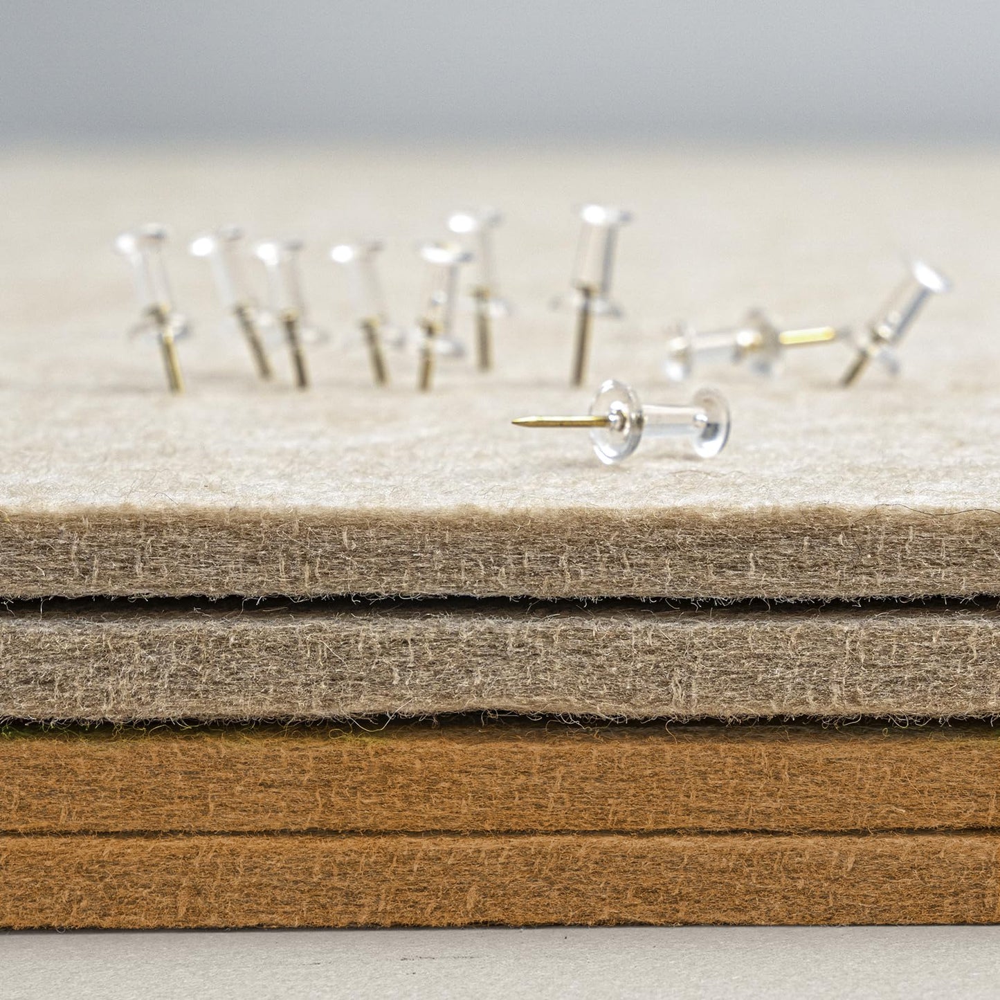 Bulletin Board, 24 x 18 inches Felt Board Decorative Pin Board, Cork Board Alternative for Wall, Foldable Photo Board Self-Adhesive Vision Board Mood Board with 20 Pushpins - Apricot