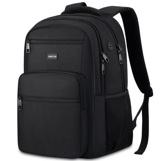 YAMTION Laptop Backpack for Men and Women, Black Backpack, School Backpack for Boys and Girls, Bookbag, Work Backpack Fits 15.6 Inch Laptop and Notebook