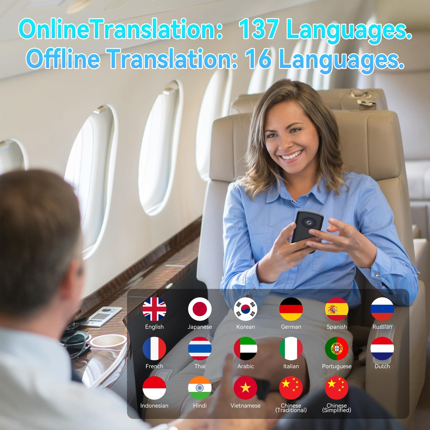 Language Translator Device No WiFi Need,Two-Way AI Voice Translator, Real Time of 137 Language,Text/AI/Offline/Photo Instant Translation Device for Travel Business Learning-Light Grey