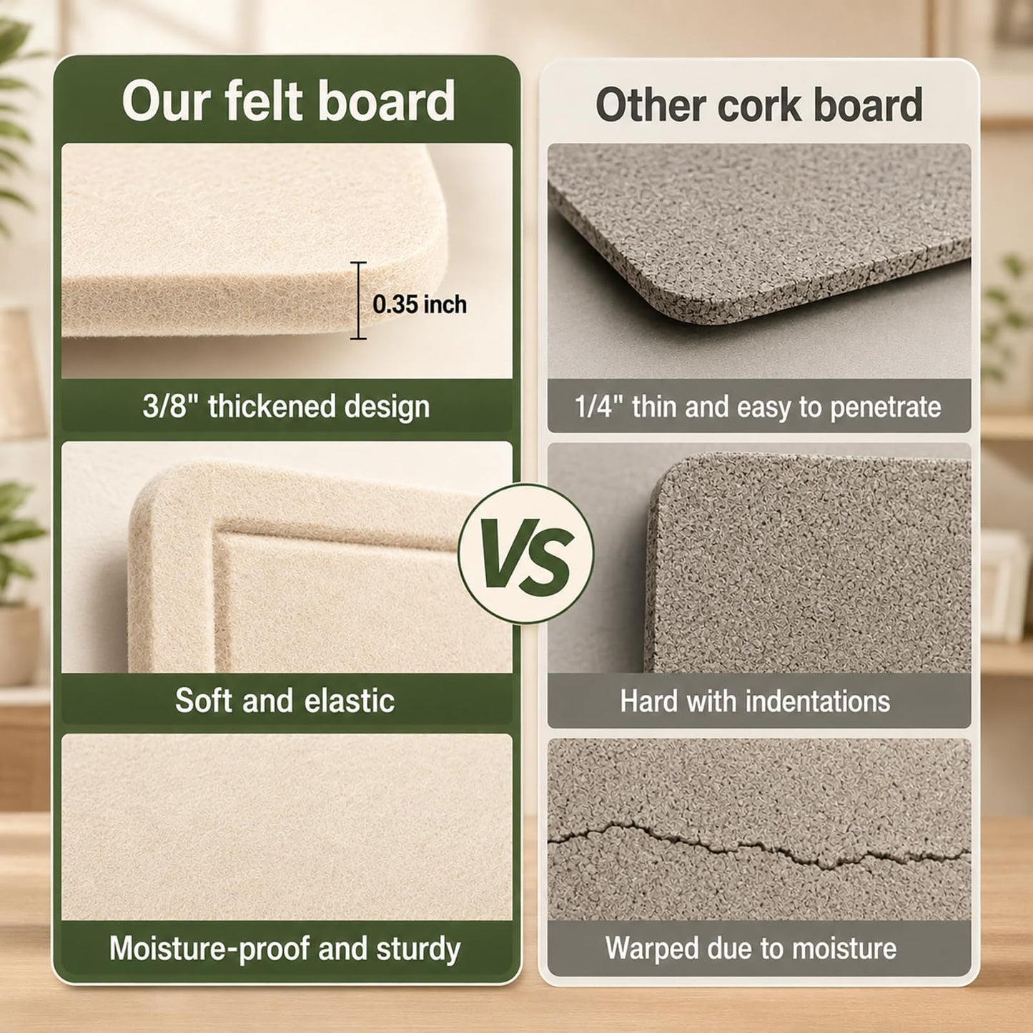 Baysola Beige Felt Bulletin Board for Wall 24 x 18 Inch Frameless