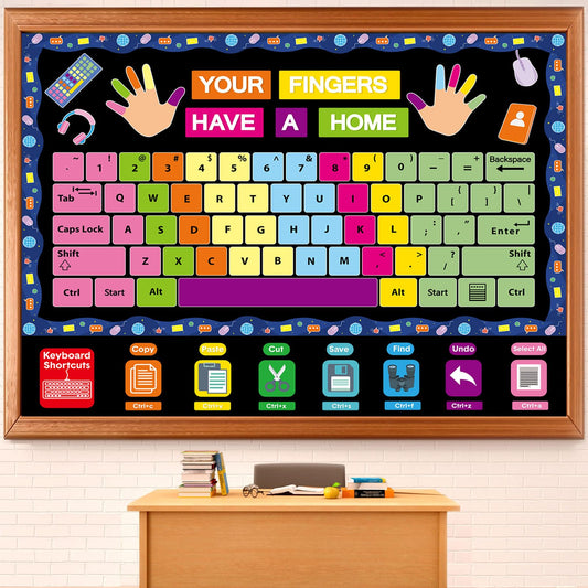 Computer Keyboard Bulletin Board Set Keyboard Shortcuts Classroom Decorations Inspirational Technology Education Paper Cutouts Computer Lab Bulletin Board for Back to School Office Teacher Supplies