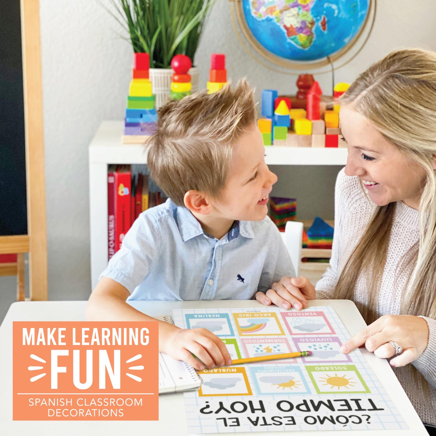 Hadley Designs Spanish Posters for Classroom - 12 Bilingual Educational Posters for Spanish Classroom Decorations Must Haves, Calendario y Alfabeto en Español Para la Pared, Pastel Teacher Supplies