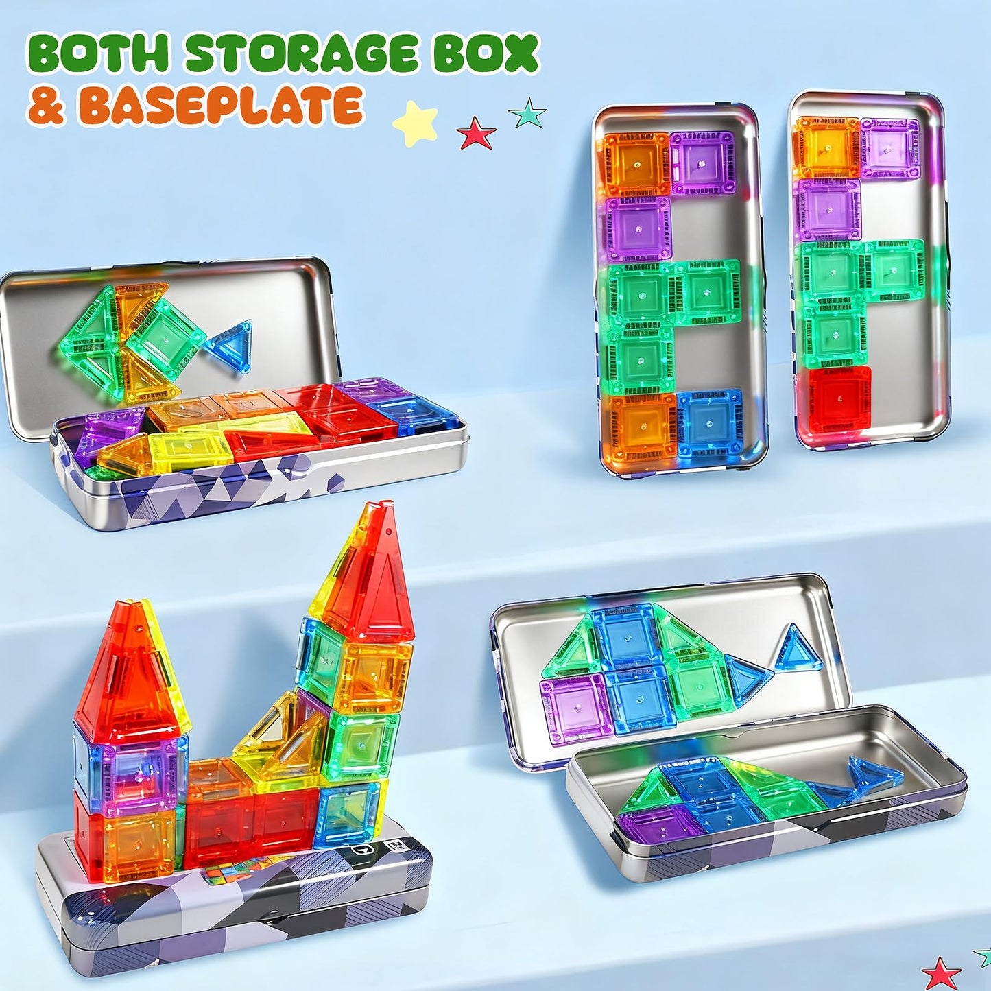 Ufilni Magnetic Tiles, 70pcs Building Blocks with Storage Case, Toddler Toys Magnetic Blocks, Toys for Ages 3-5 4-8 Boys Girls,for Preschool Learning Birthday