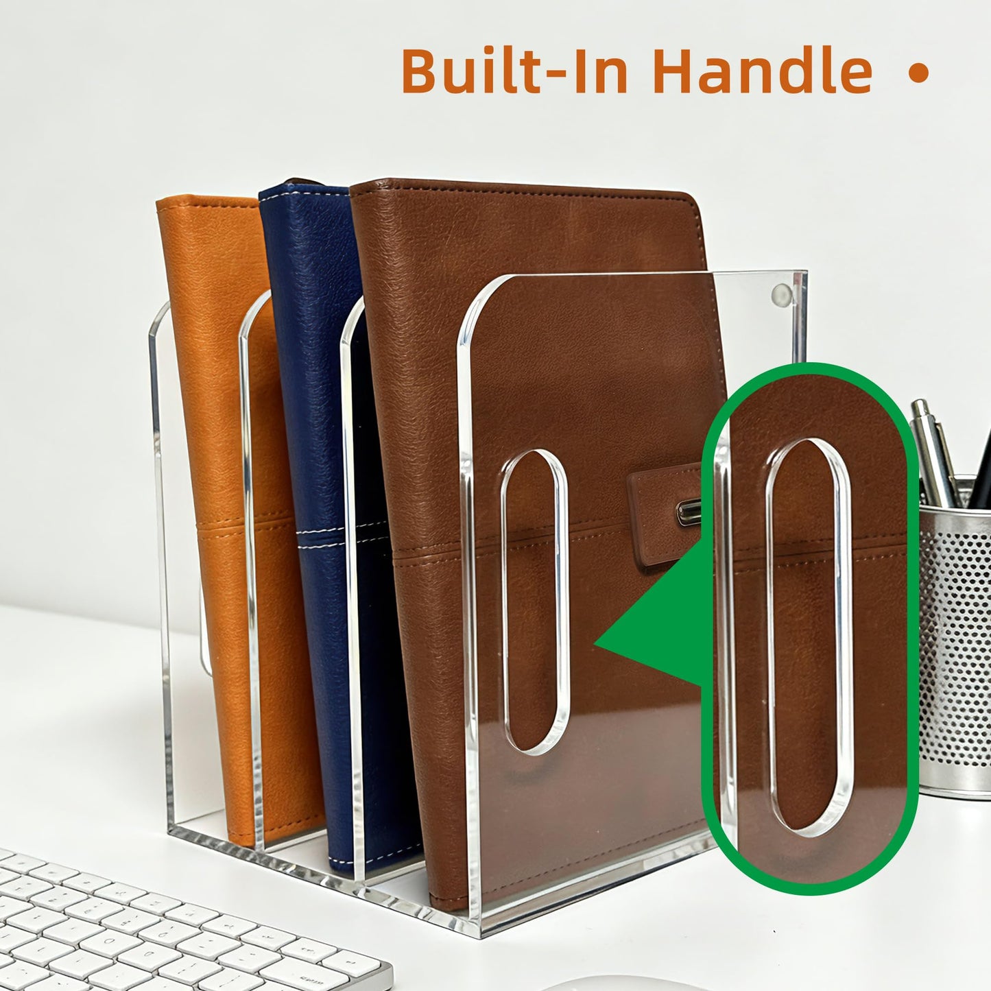 AIDIMOO Acrylic Magazine File Holder, 3 Vertical Compartments Desk Document Sorter Organizer, Clear Folder Rack Binder for Office/Documents/Classroom, for Home, Tablet, Magazines, Books & Accessories