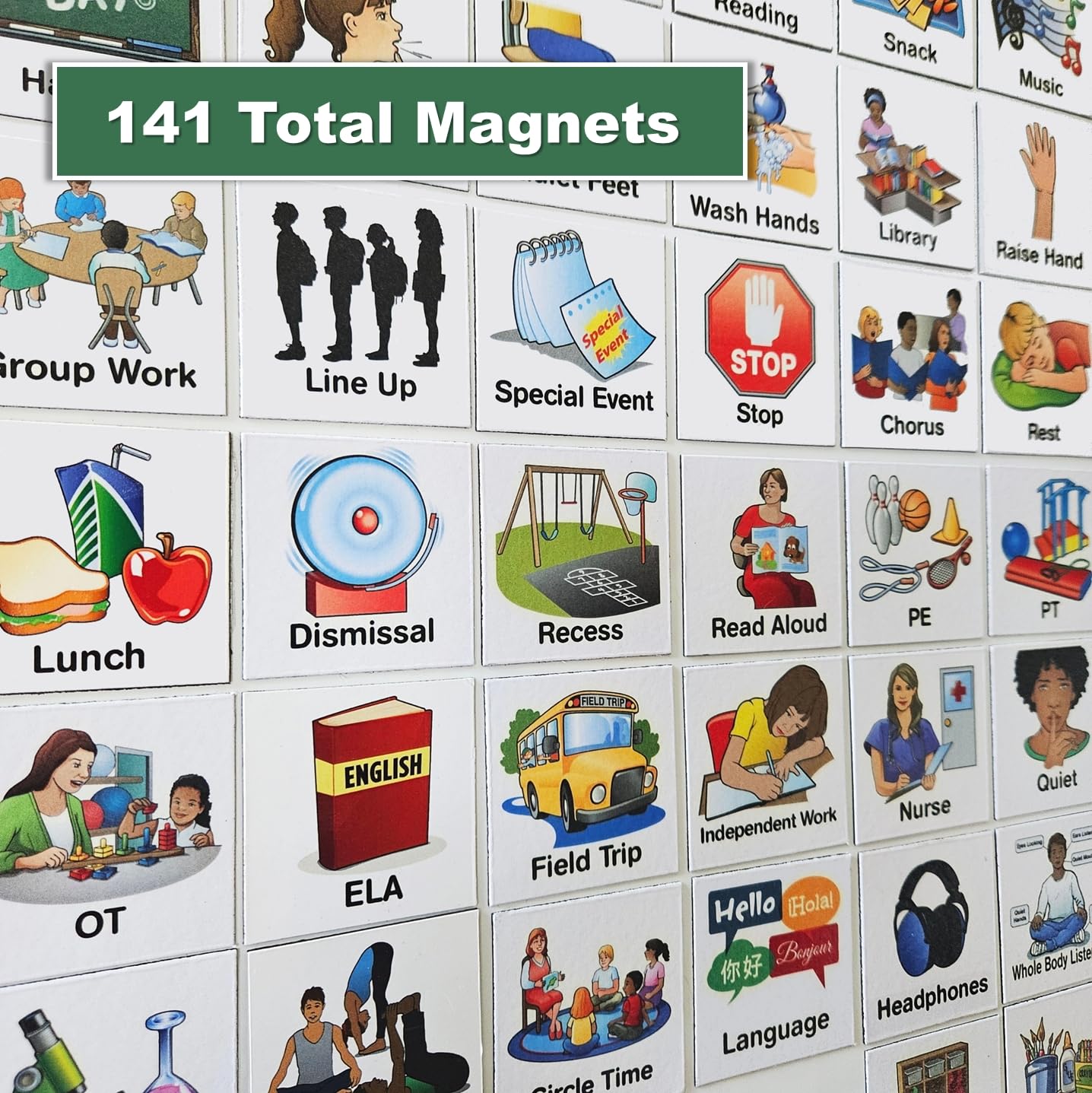 SchKIDules Magnetic Visual Schedule & Progress Chart for School; 2-Sided 18” Folding Board Plus 141 Magnets for Daily Routines, Positive Behavioral Supports, Special Ed, Preschool, ADHD & Autism