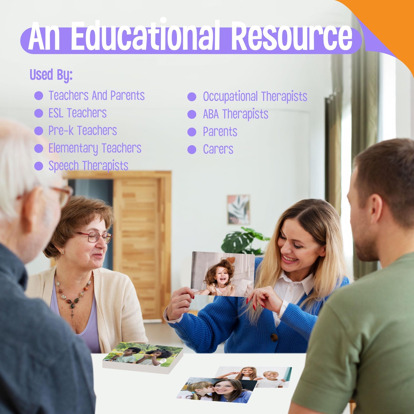 50 Verb Flashcards, Picture & Word Cards Action Language Builder Visual Aid Language Learning Tool for Autism, ESL Teaching Materials for Adults, Non-Verbal Children Vocabulary Builder for Kids
