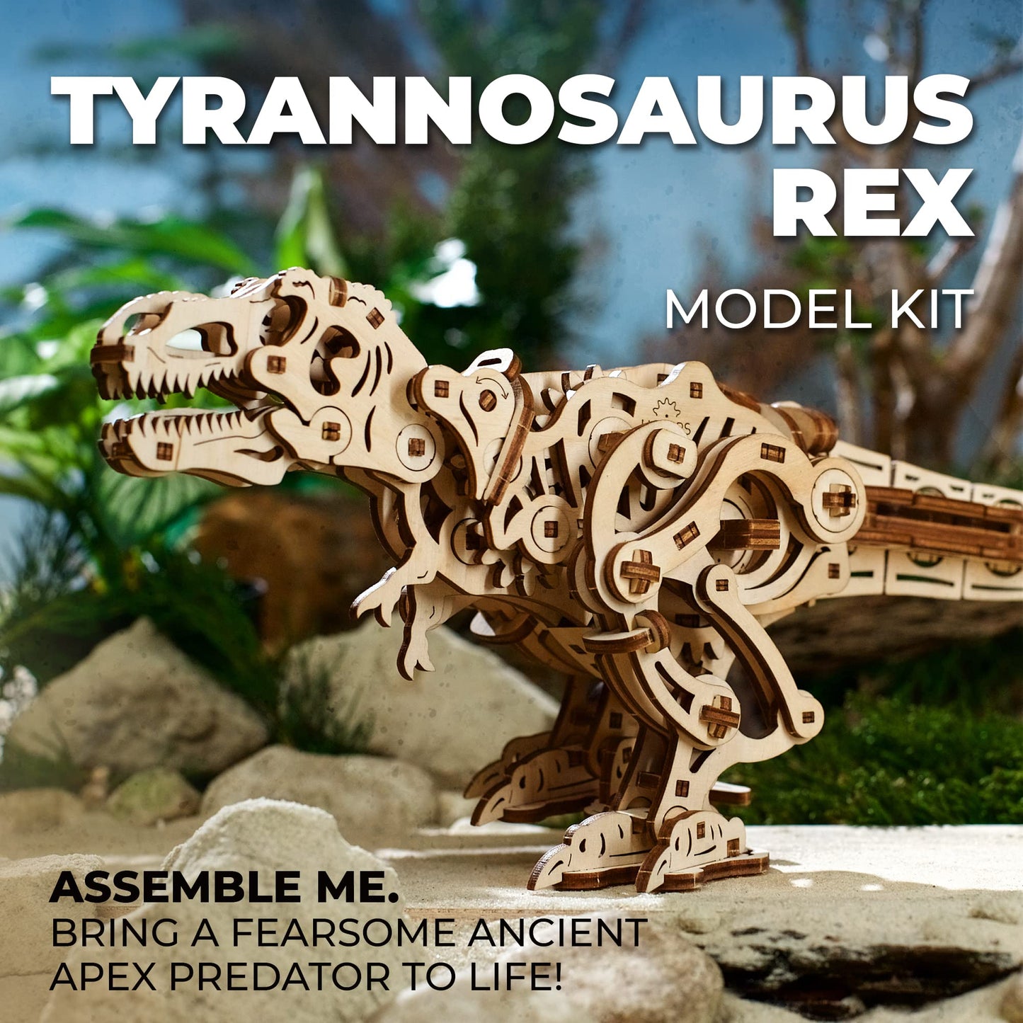 UGEARS Tyrannosaurus Rex 3D Wooden Puzzles for Adults - Wooden Model Kits for Adults D Rex Dinosaur Puzzle Kit Mechanical Models Automaton Kit Brain Teaser, Hobby Set Home Decoration