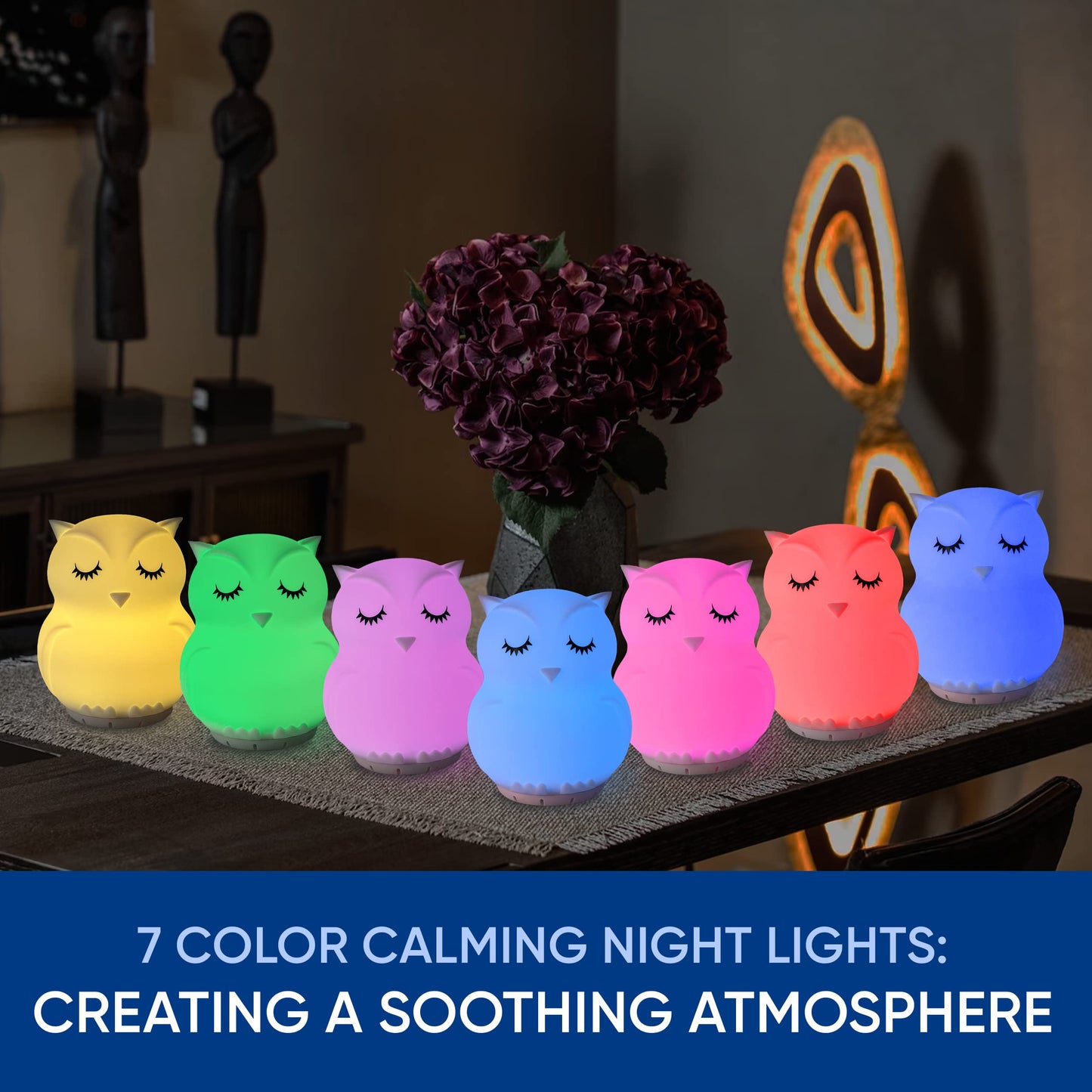 Mindfulness 'Breathing Owl' | 4-7-8 Guided Visual Meditation Breathing Light | 3 in 1 Device with Night Light & Noise Machine for ADHD Anxiety Stress Relief Sleep - Gift for Kids Adult Women Men