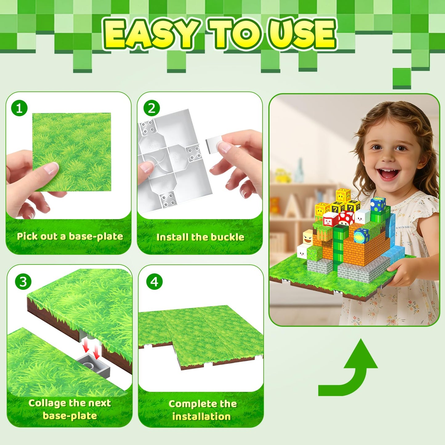 Annexfun Magnetic Blocks Base Plate,8PCS Magnetic Cubes Base-Plate for Magnetic Building Blocks Placing(4" x 4")，STEM Toys for Kids 3-10 Years Old,Perfect for Home Classroom Birthday Gifts