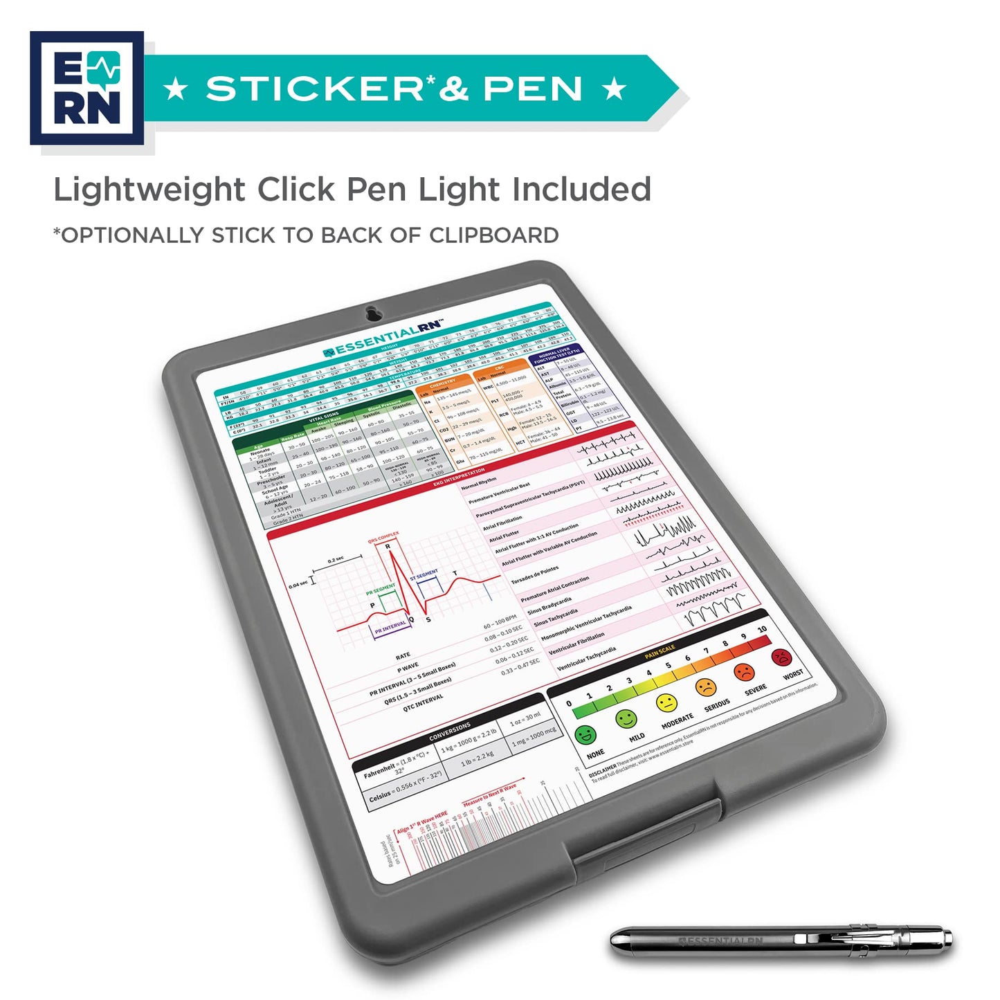 Essential RN Heavy Duty Nursing Clipboard with Storage Compartment, Penlight & Clinical Cheat Sheets – Nurse Clipboard Binder with Pen Holder - Perfect Nursing Accessories for Nursing Students