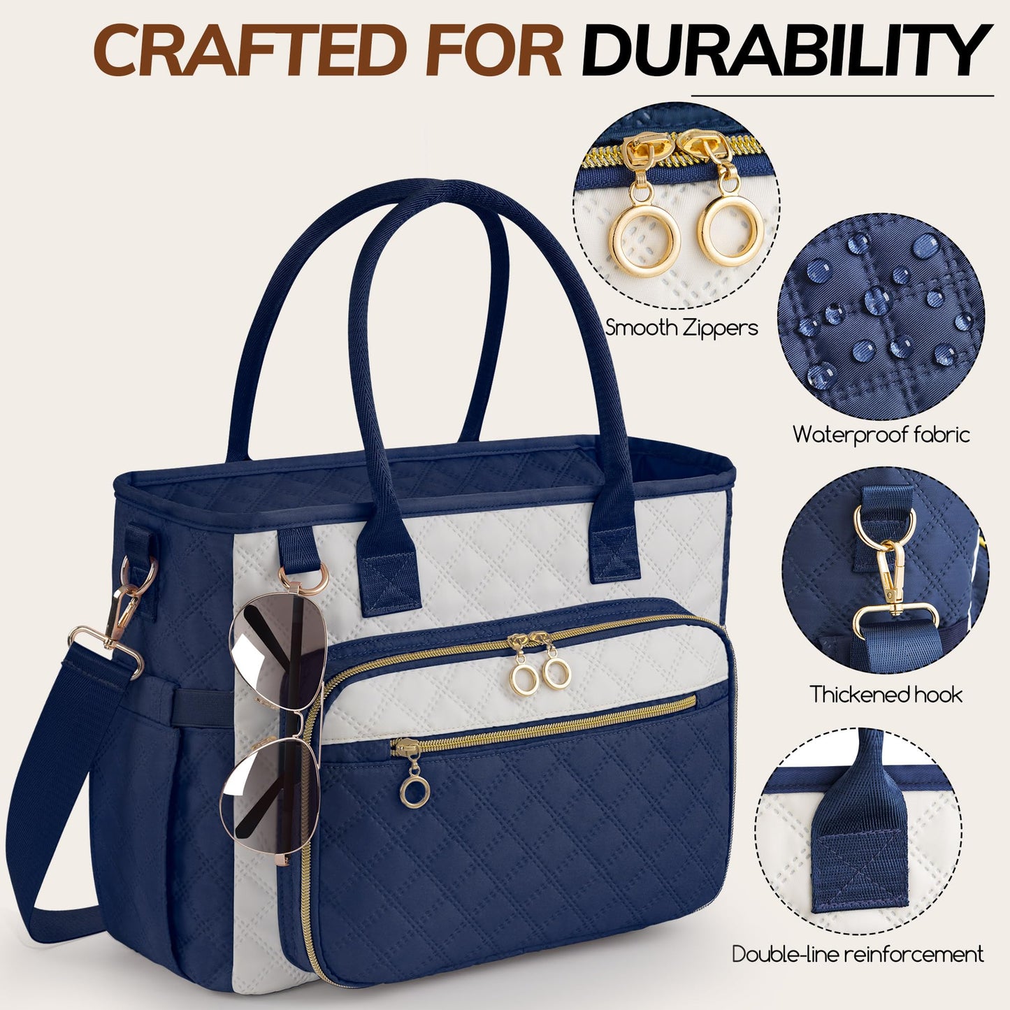 Large Bible Bag with Bible Cover Case for Women，Church Tote Bag Travel Bag Diaper Bag with Shoulder Strap for Teachers, Nurses, Moms, Bible Lovers (Blue)