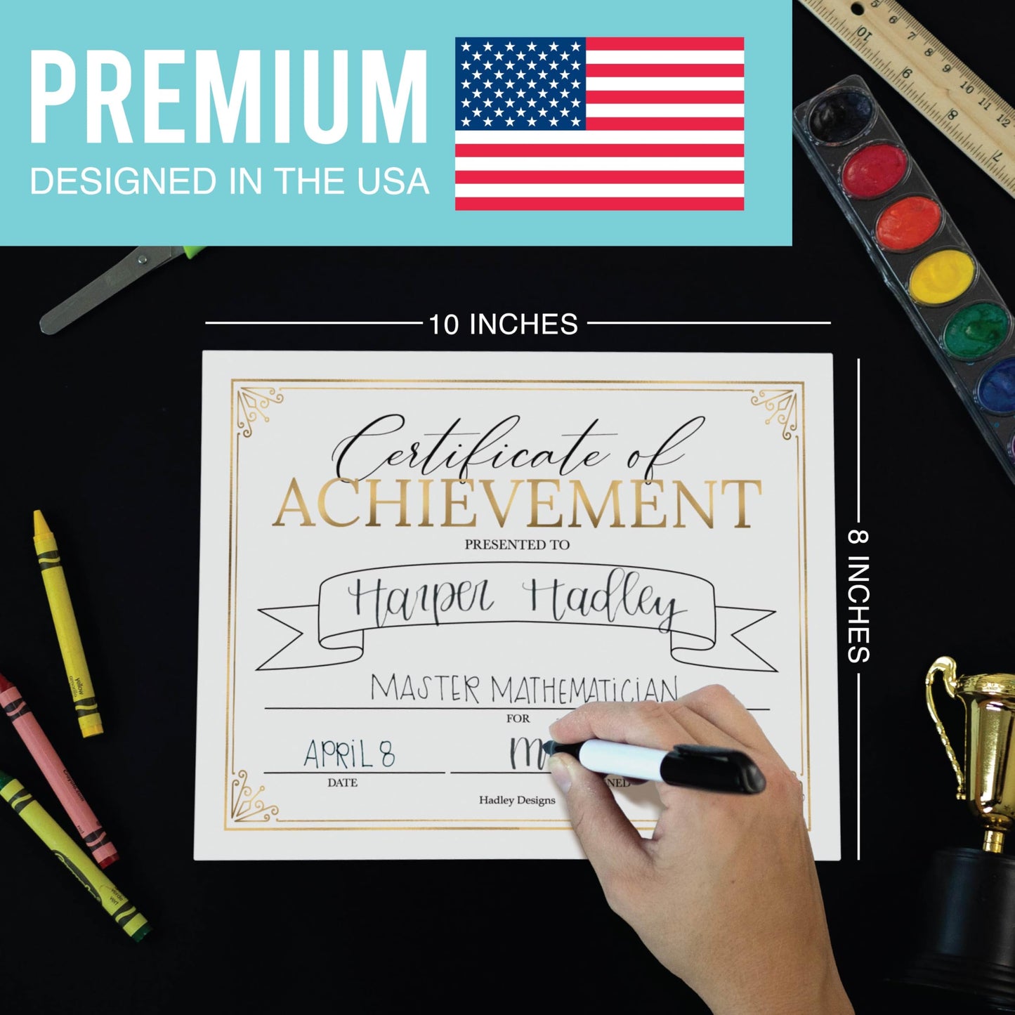 Premium Real Gold Foil Certificate of Achievement Awards -25 Bulk Award Certificates for Students & Employee of the Month, Certificate Paper, Superlative Academic Excellence Certificates of Completion