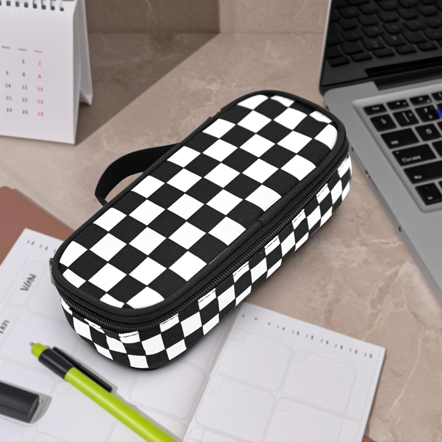 Droerfes Black White Checkered Pencil Case Pencil Pouch Large Capacity Pen Bag School Office Organizer Stationery Storage Box For Girls Boys Teen Kids