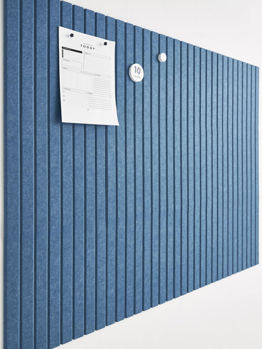 VIVELDA Large Bulletin Board 48x36- Office Wall Organizer to Replace Your Old Cork Boards for Walls for Office Decor -12-Pack Felt Wall Panels to Use in Home Office Decor, Classroom Decor (Slat Blue)
