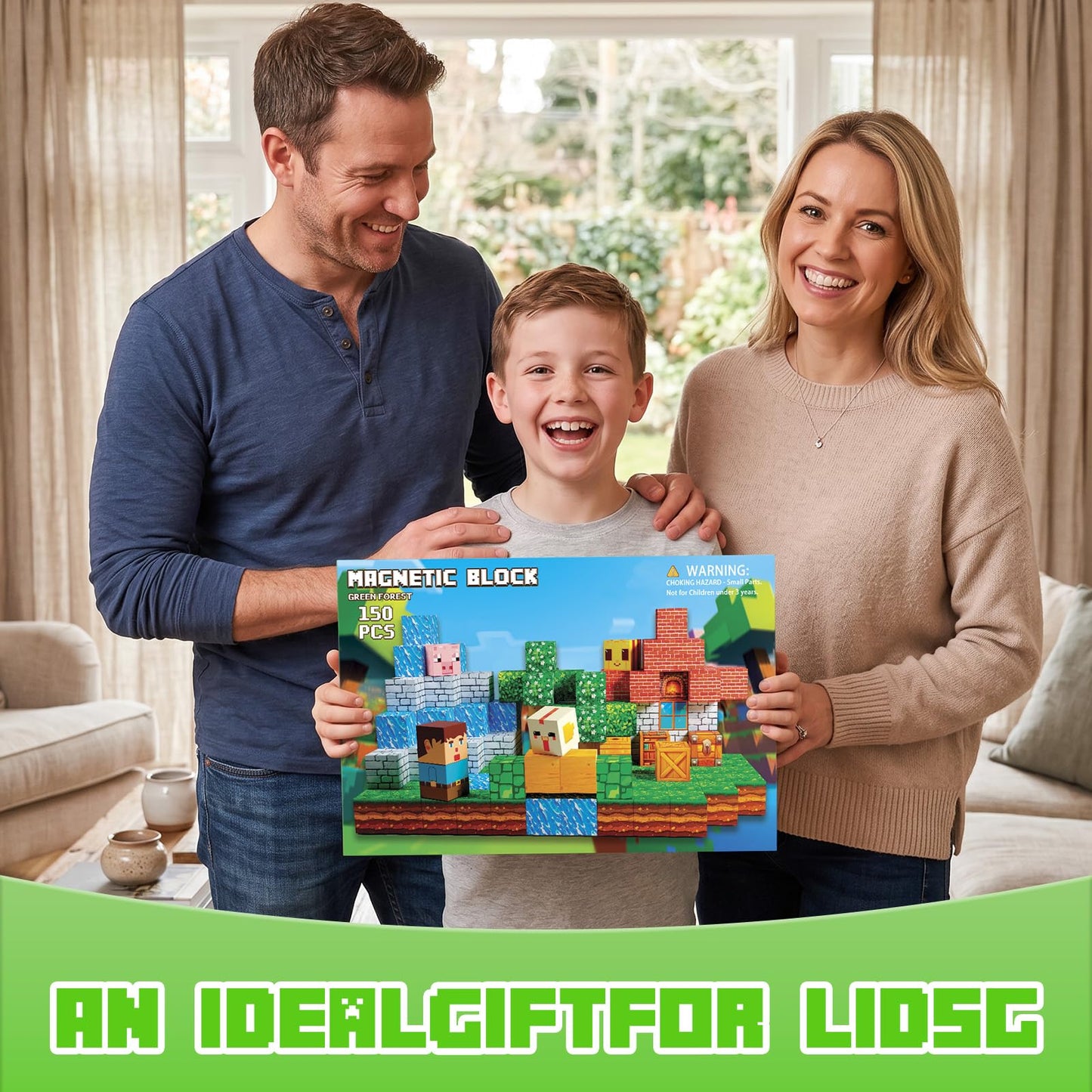 Lukoca Magnetic Building Blocks STEM Toy for Kids 3+ Toddler Educational Construction Gift for Boys & Girls (Green Forest -150pcs)