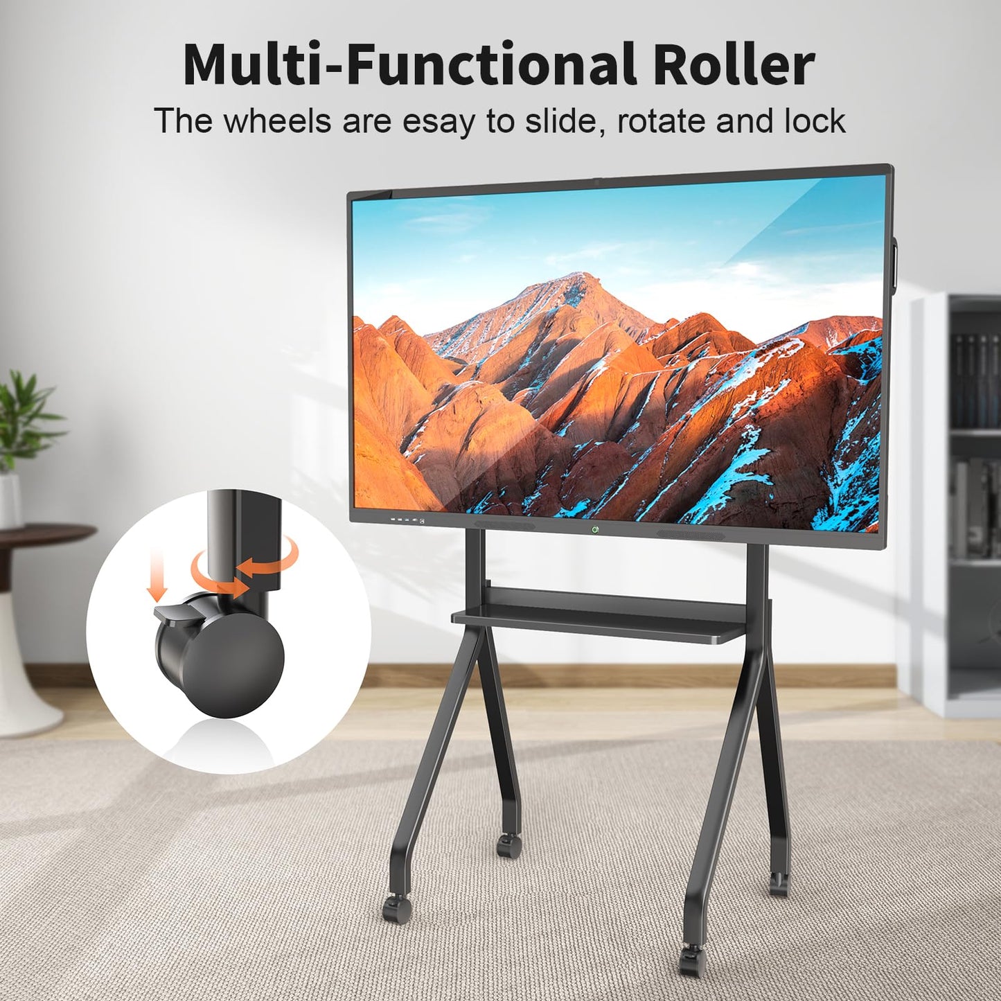 YCKJNB Smart Board Portable Stand with Four Lockable Wheels for Interactive Whiteboard 55-65 Inch, Home School Office