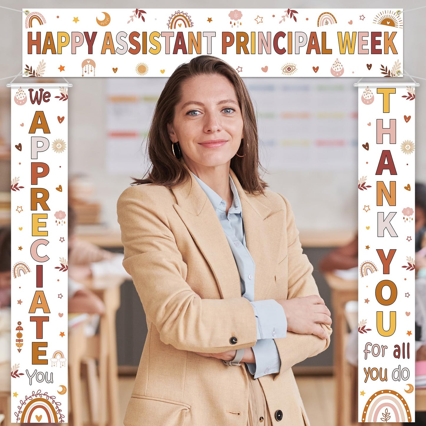 Fanfanwin 3 Pcs Happy Assistant Principal Week Banner Set Principal Appreciation Sign Banner We Appreciate Thank You Party Supplies Decorations for Men Women Education Workers