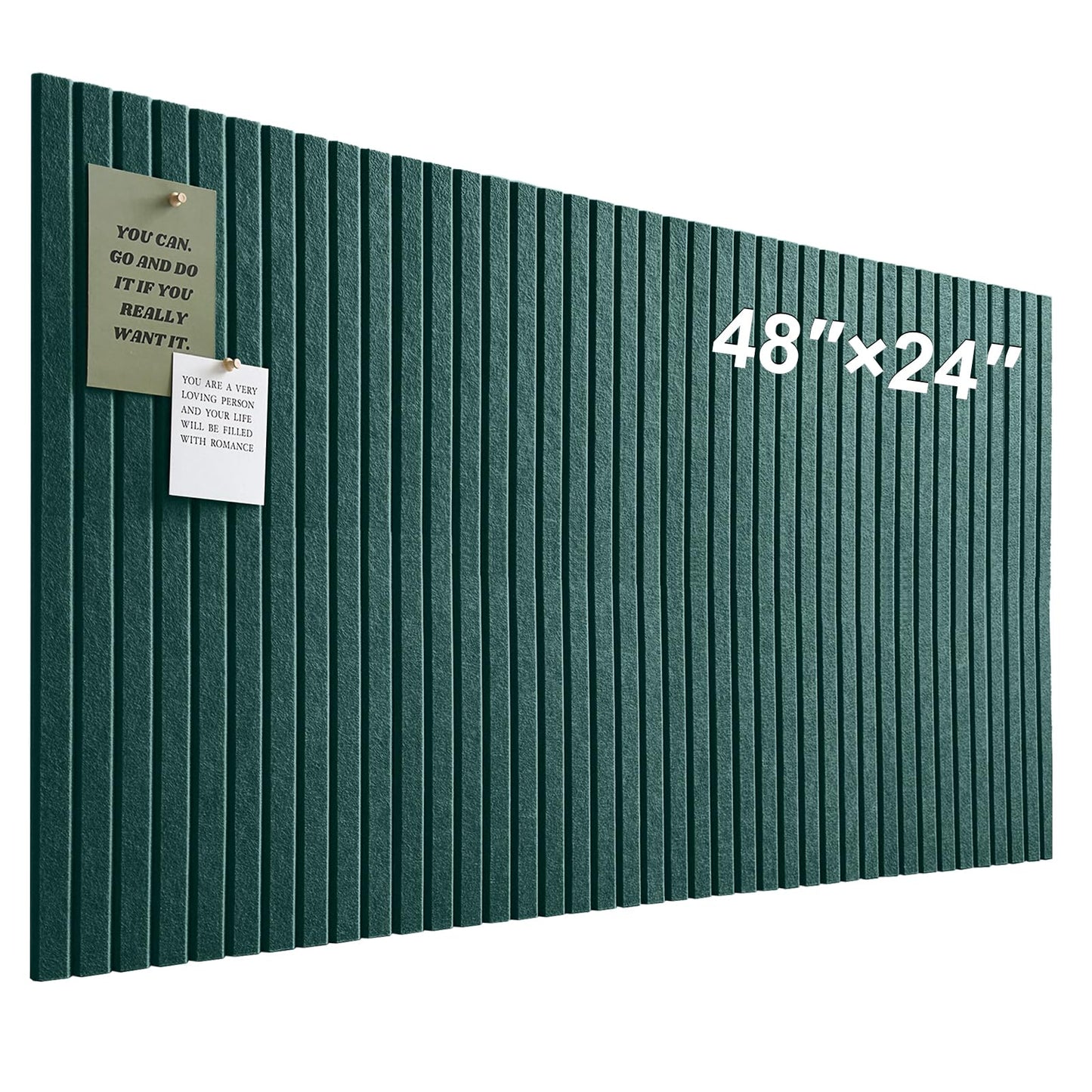 Large Cork Board for Office, 8 Pack Felt Wall Tiles with Slat Wall Paneling and Safe Removable Adhesive Tabs, Felt Bulletin Board Pin Board Cork Boards for Walls - Forest Green