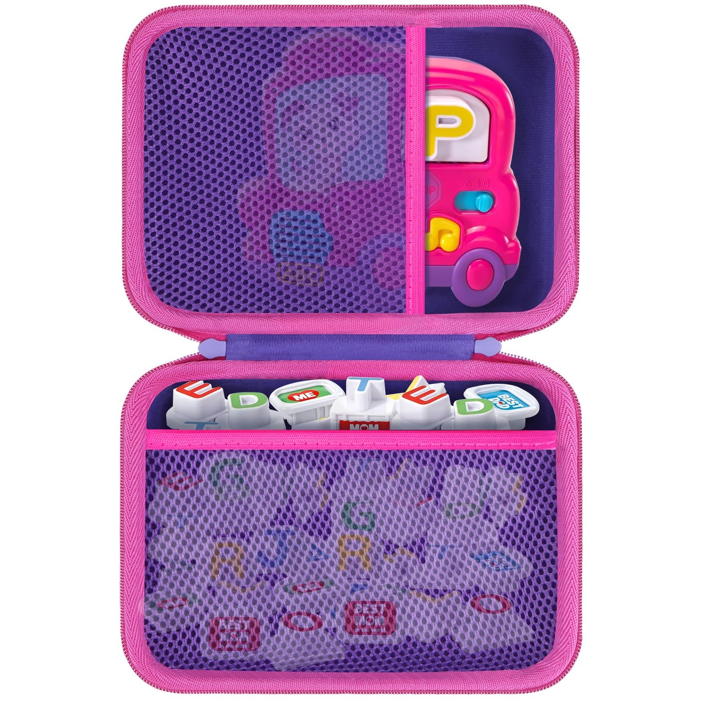 Lebakort Storage Case Compatible with LeapFrog Fridge Phonics Magnetic Letter Set (Purple+Pink Case)