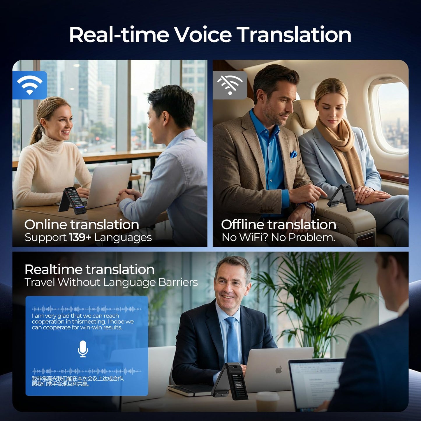 iTour Detachable Language Translator Device, Upgraded Instant Voice Translator, Real Time Dual Screen AI Translator with 139 Languages, Online & Offline & Photo & Group Chat & Text Translation