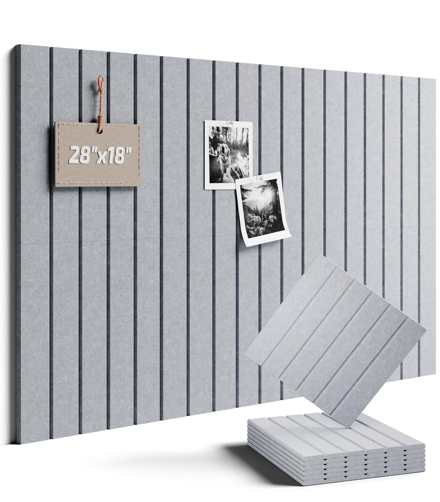 Felt Bulletin Board Tiles -28"x18" with 40 Adhesive Tabs, Cork Board Alternative for Office Decor, Push Pin Board Wall Organizer 6-Pack (Soft Gray)