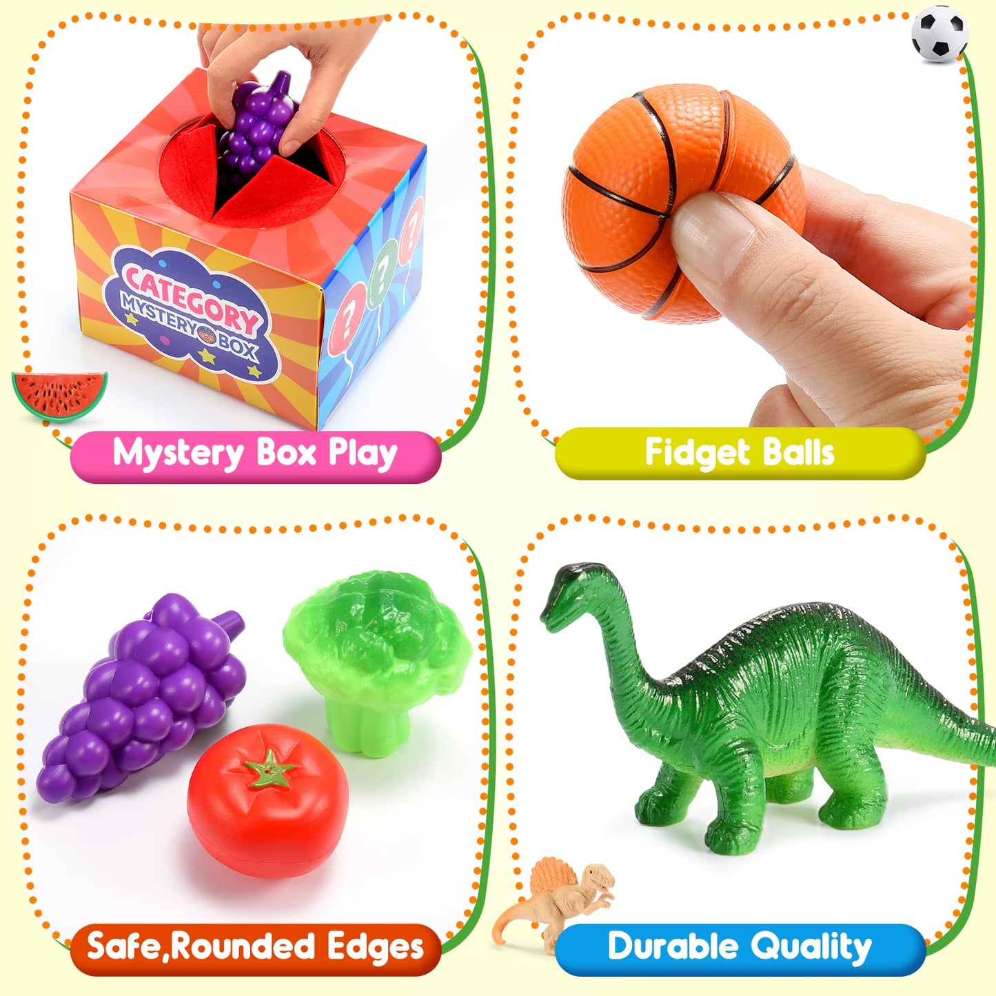 Montessori Sensory Toys for 2-6 Year Olds | 58-Piece Learning & Sorting Games with Mystery Box | Preschool Activities & Speech Therapy Gifts | Easter Basket Stuffers, Birthday Gifts for Boys & Girls