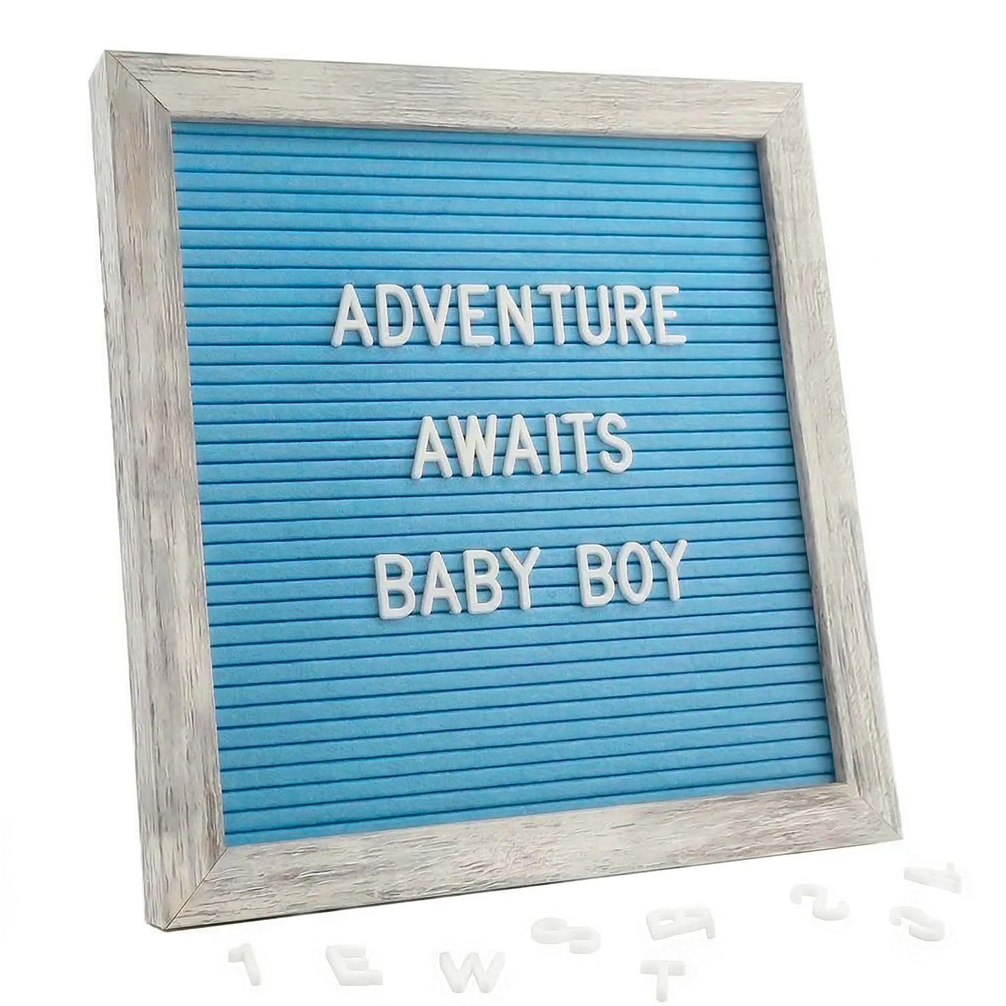 C CRYSTAL LEMON Blue Felt Letter Board 10x10in – Includes 336 Letters, Numbers & Symbols – Changeable Message Board with Rustic Wooden Frame for Home, Office & Events