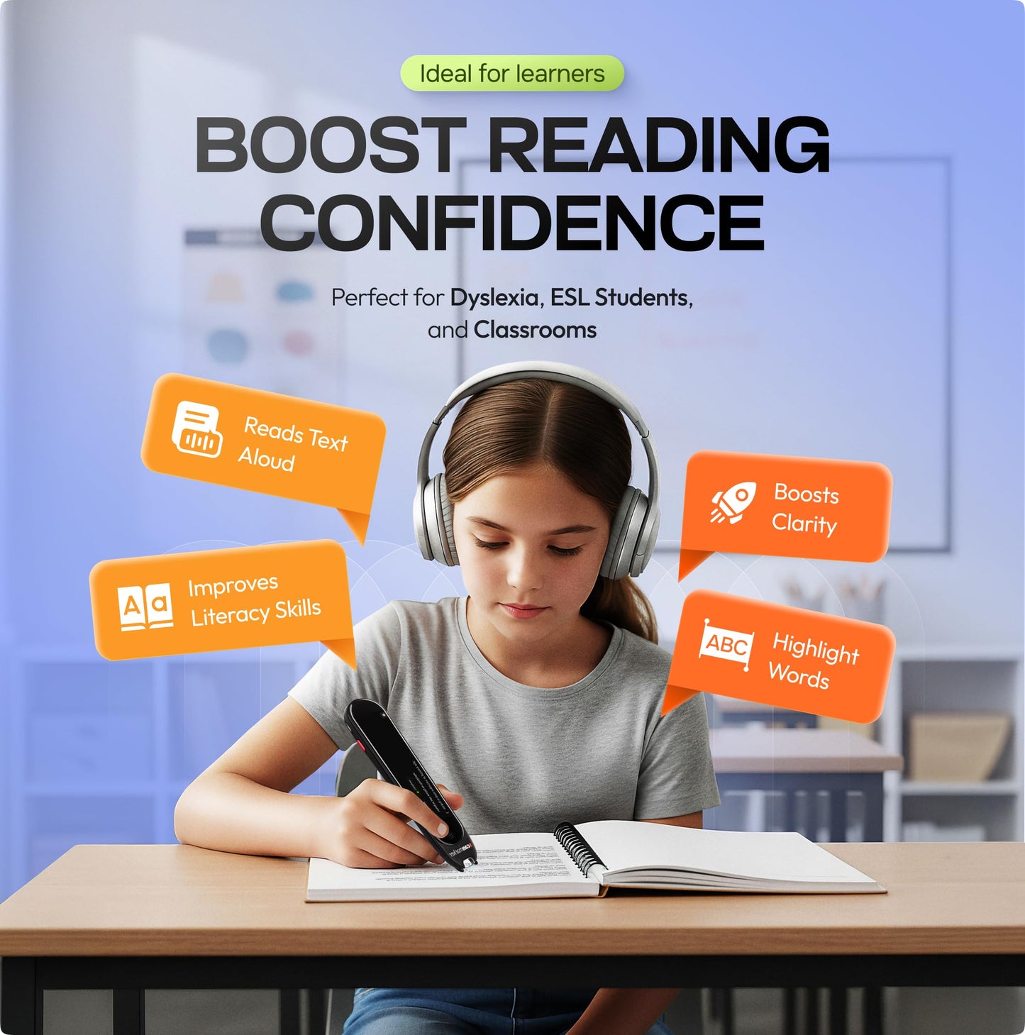 Scanmarker Max Reading Pen – Designed for Classroom Support with Phonics Assistance, Lock Function and Assistive Web App