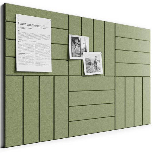 Bumusty Large Cork Board Alternative-36 x 24" Felt Bulletin Board Tiles, with 30 Pushpins, 40 Adhesive Tabs, Bold-Stripe 6-Pack, Cork Boards for Office Push Pin Board Felt Board-Olive Green
