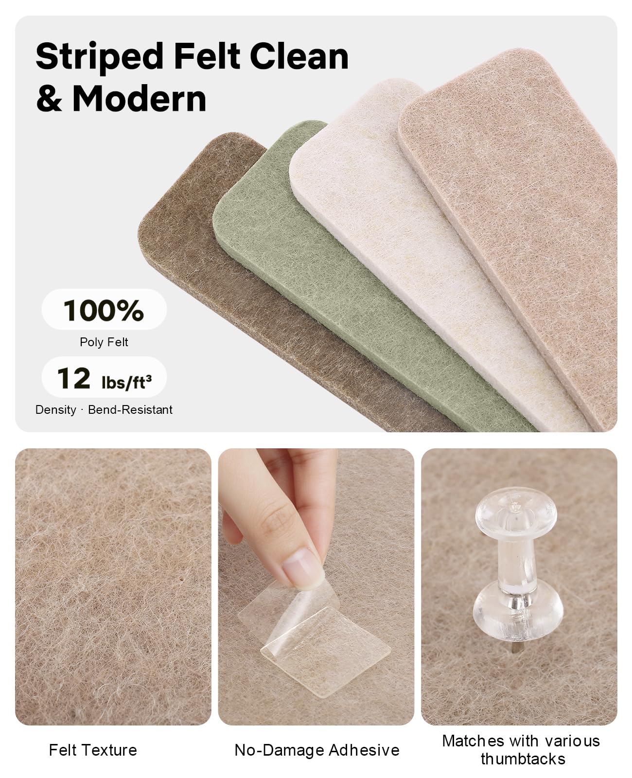 Small Cork Bulletin Board Tiles, Felt Wall Decor and Office Desk Accessories for Vision, Message Center, Picture and Prayer Board, Dorm, Room, Home Office Essentials and Organization(Linen Dusk)