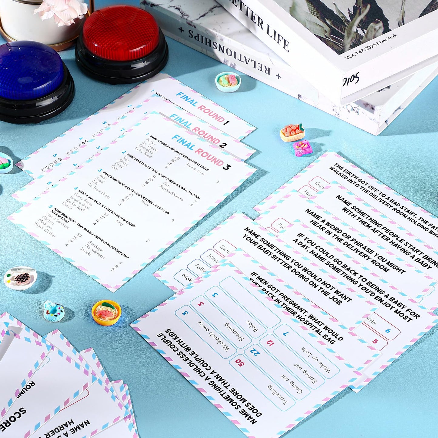 Humyoun Baby Shower Friendly Feud Game with 2 Answer Buzzers, Feud Card for Family Game Night Fun Trivia Quiz for Party Office Class Groups Team Building