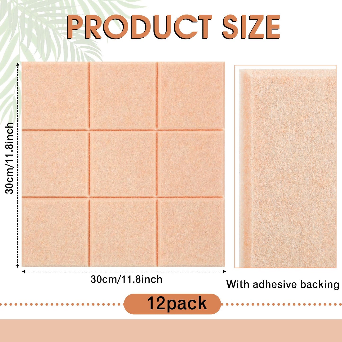 Honoson 12 Pack 48 x 36 Inches Large Cork Board Felt Wall Tiles with Safe Adhesive Large Decorative Vision Wall Board for Walls Home Office(Light Pink)