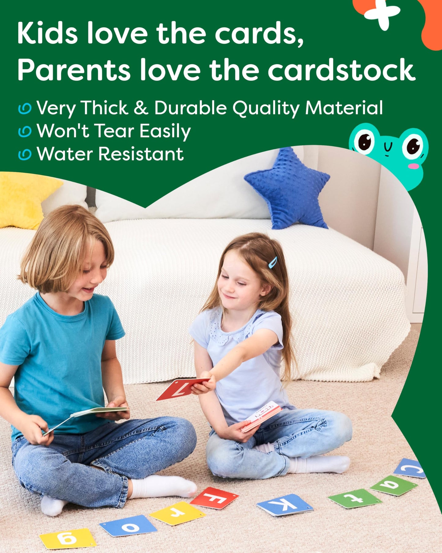 Spanish Alphabet Flash Cards - Thick ABC Flash Cards for Kids Ages 3-6 - Lowercase & Uppercase Letter Recognition Learning Game